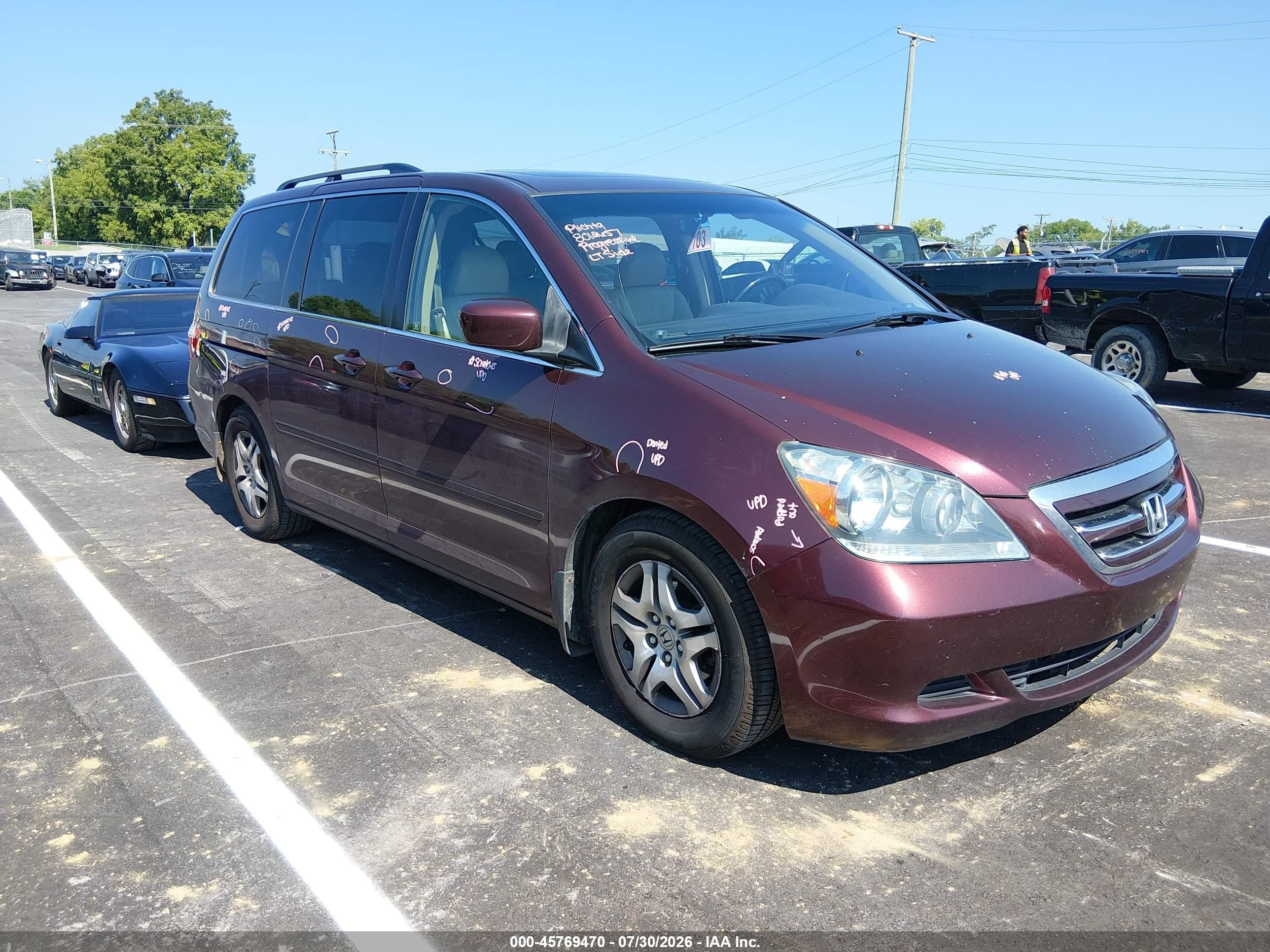 2007 Honda Odyssey Ex-l Бордовый vin: 5FNRL38747B429316