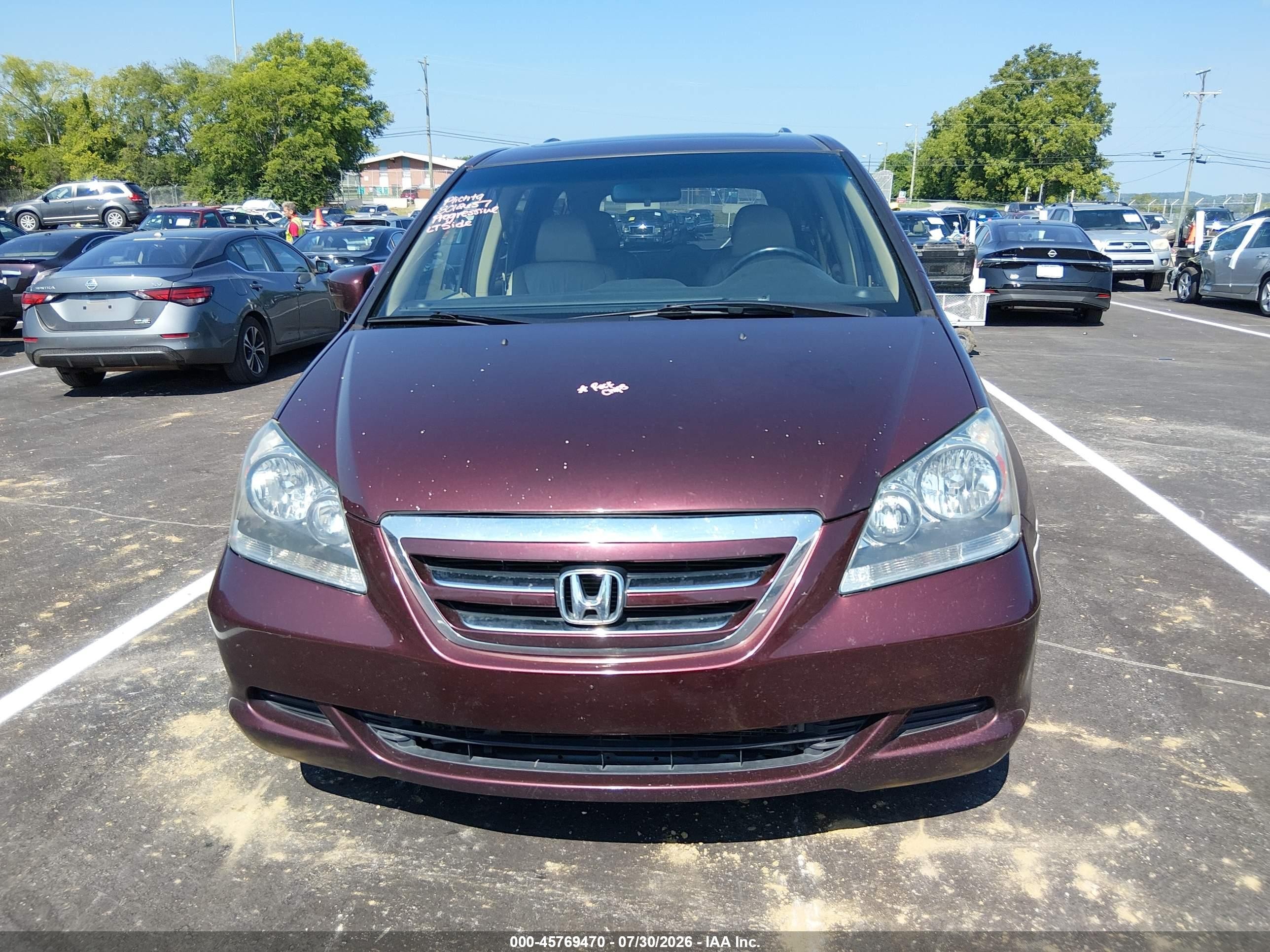 2007 Honda Odyssey Ex-l Бордовый vin: 5FNRL38747B429316
