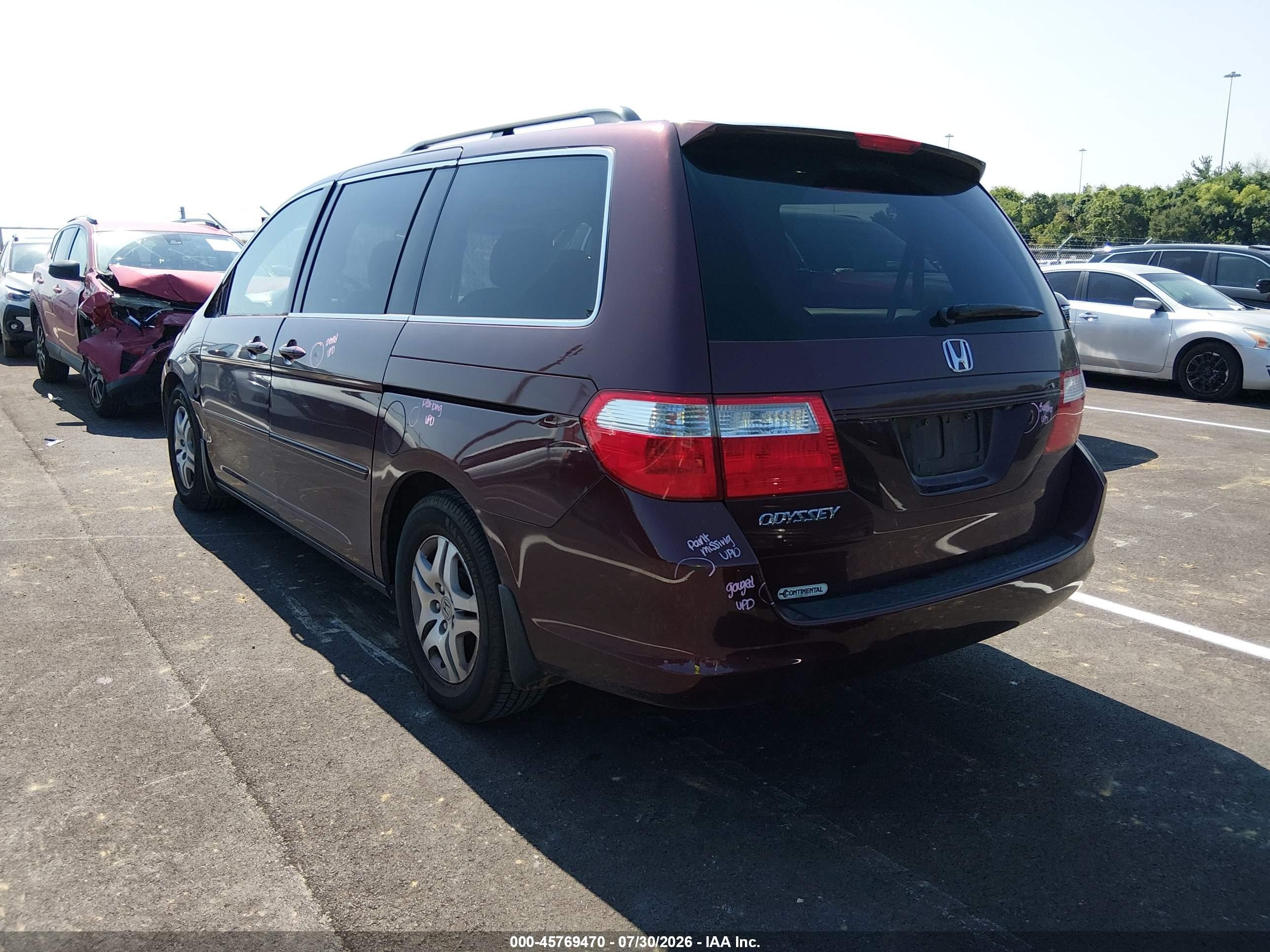 2007 Honda Odyssey Ex-l Бордовый vin: 5FNRL38747B429316