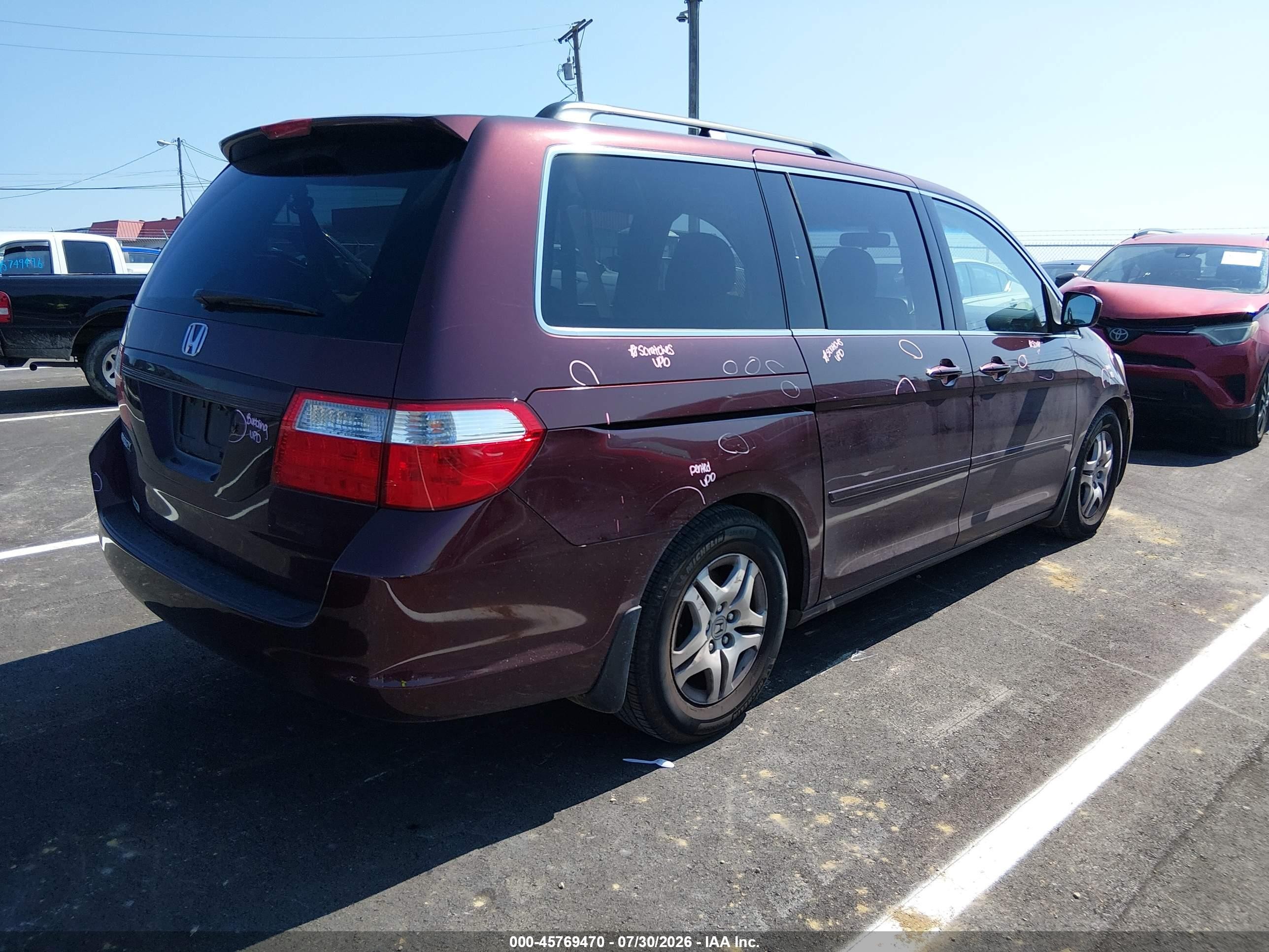 2007 Honda Odyssey Ex-l Бордовый vin: 5FNRL38747B429316