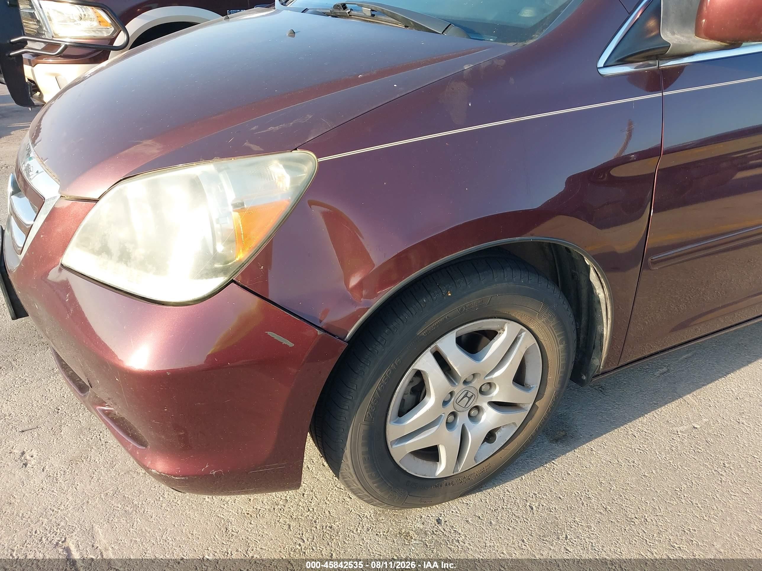 2007 Honda Odyssey Ex-l Burgundy vin: 5FNRL38757B437828