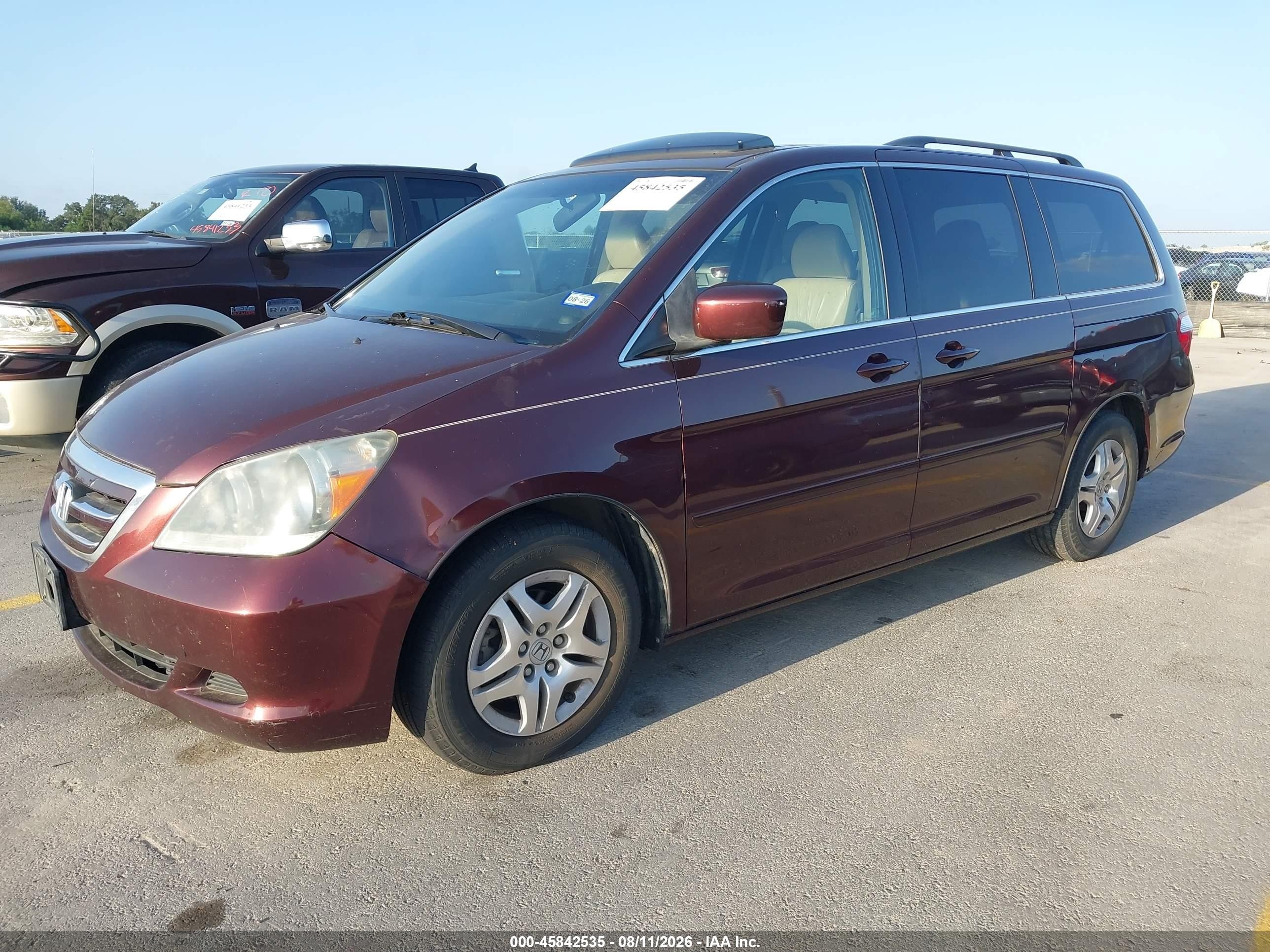 2007 Honda Odyssey Ex-l Burgundy vin: 5FNRL38757B437828