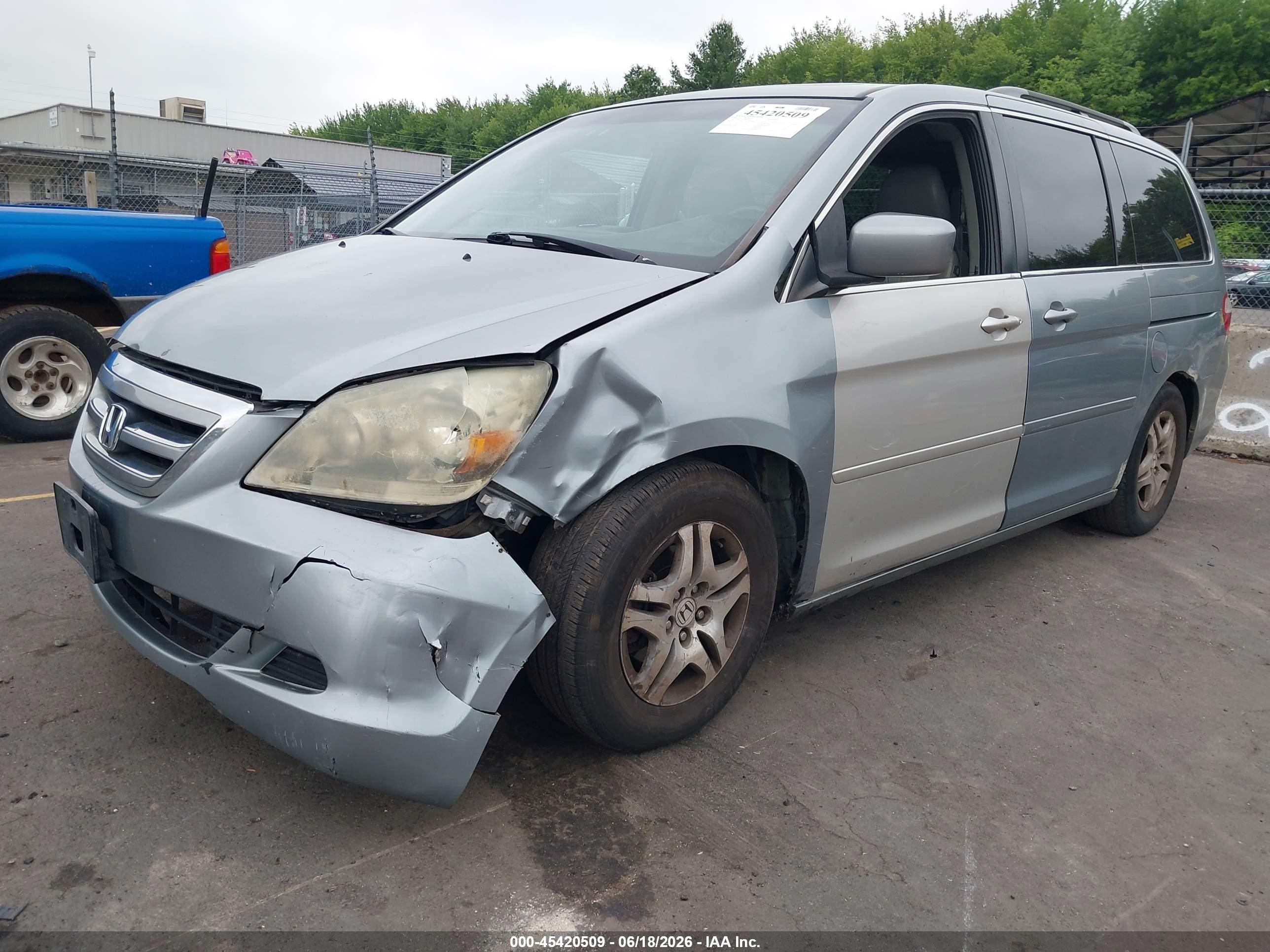 2007 Honda Odyssey Ex-l Blue vin: 5FNRL38767B024252