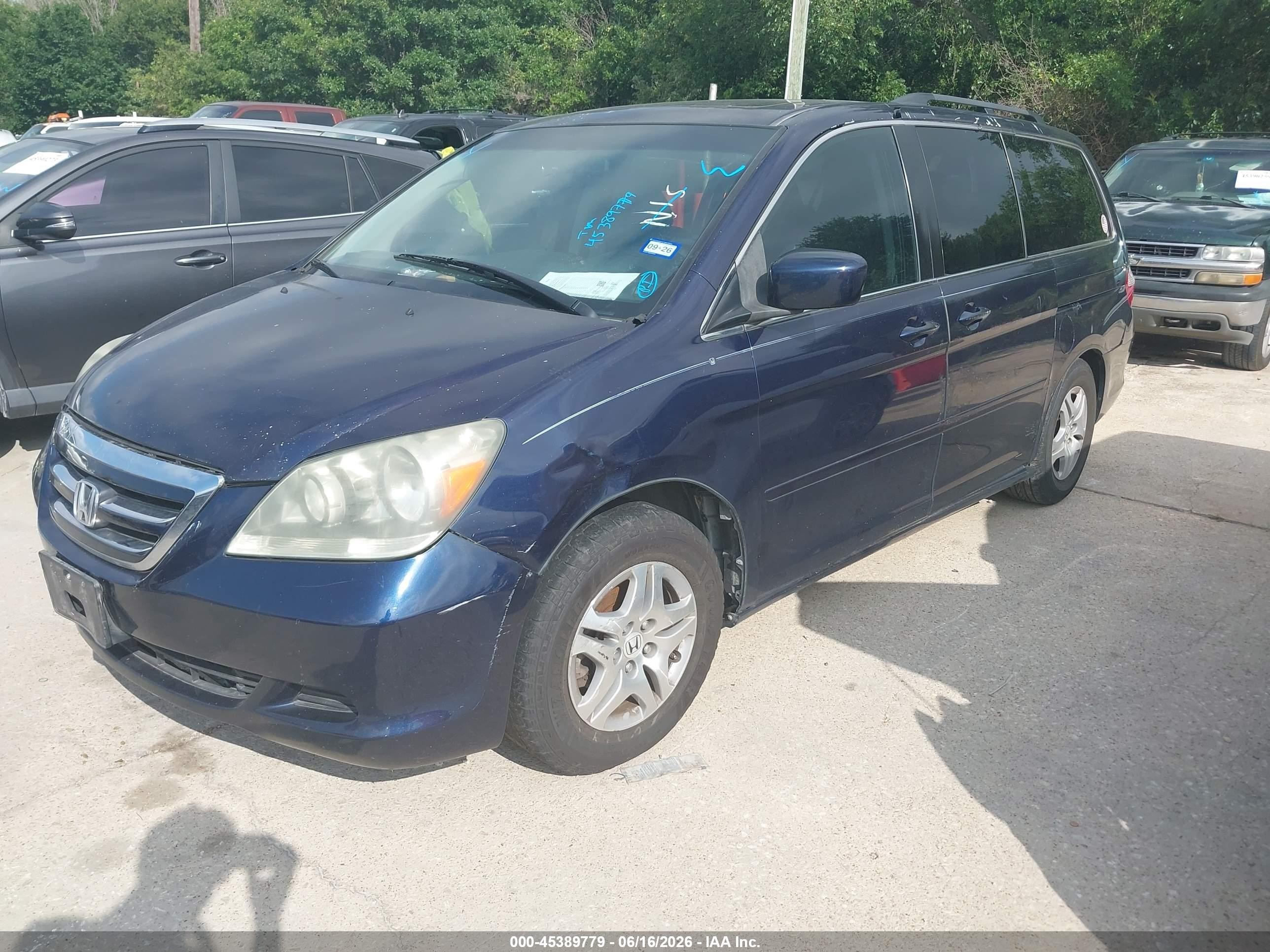 2007 Honda Odyssey Ex-l Blue vin: 5FNRL38767B080837
