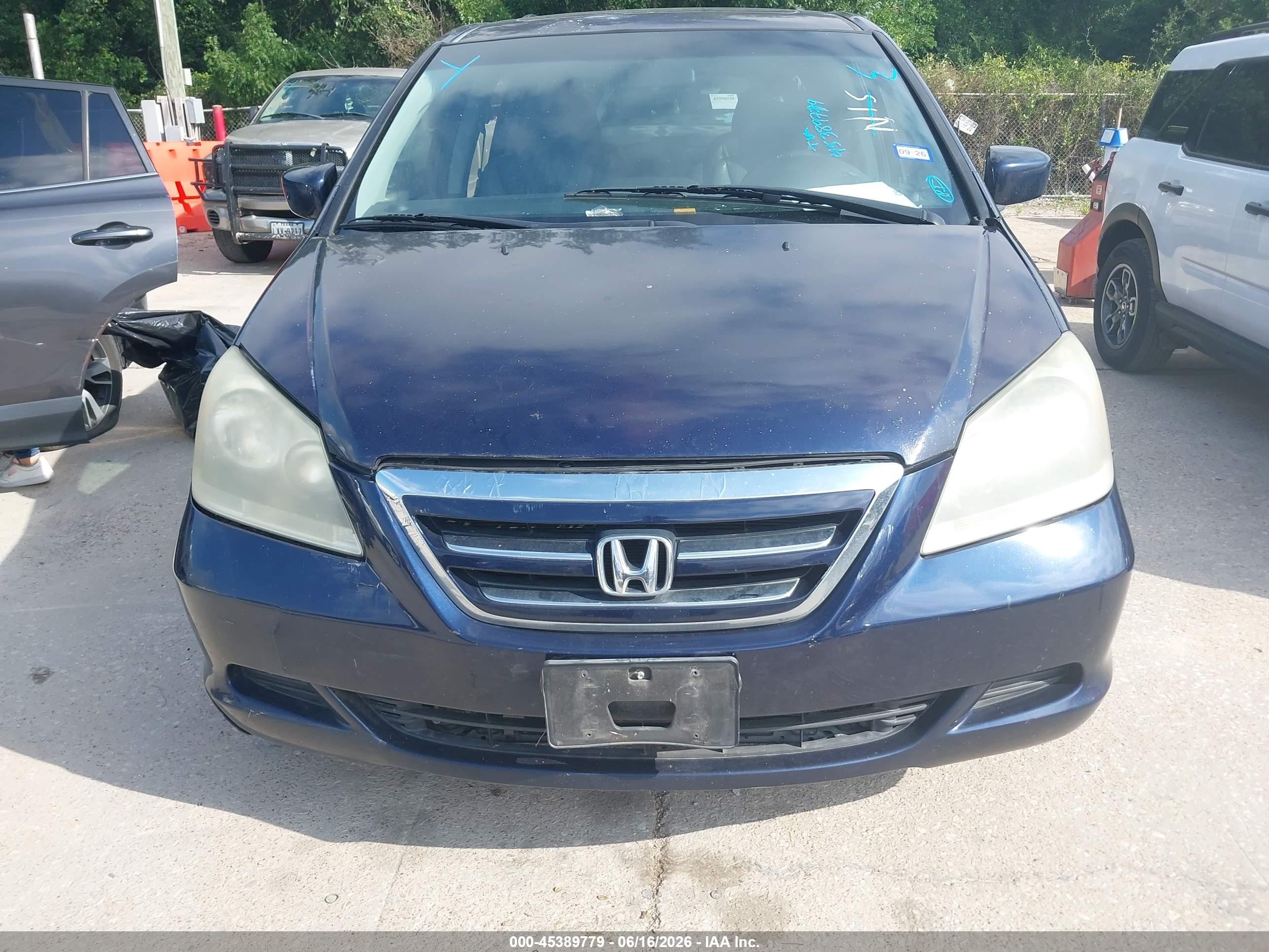 2007 Honda Odyssey Ex-l Blue vin: 5FNRL38767B080837