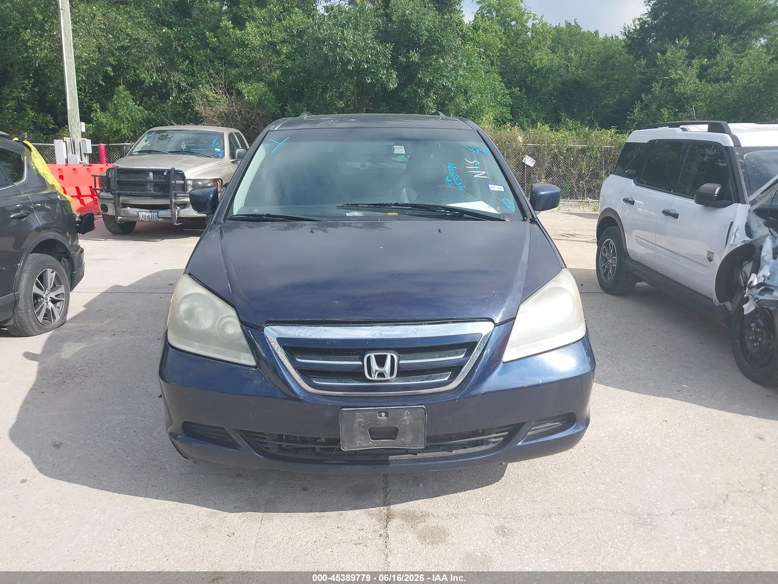 2007 Honda Odyssey Ex-l Blue vin: 5FNRL38767B080837