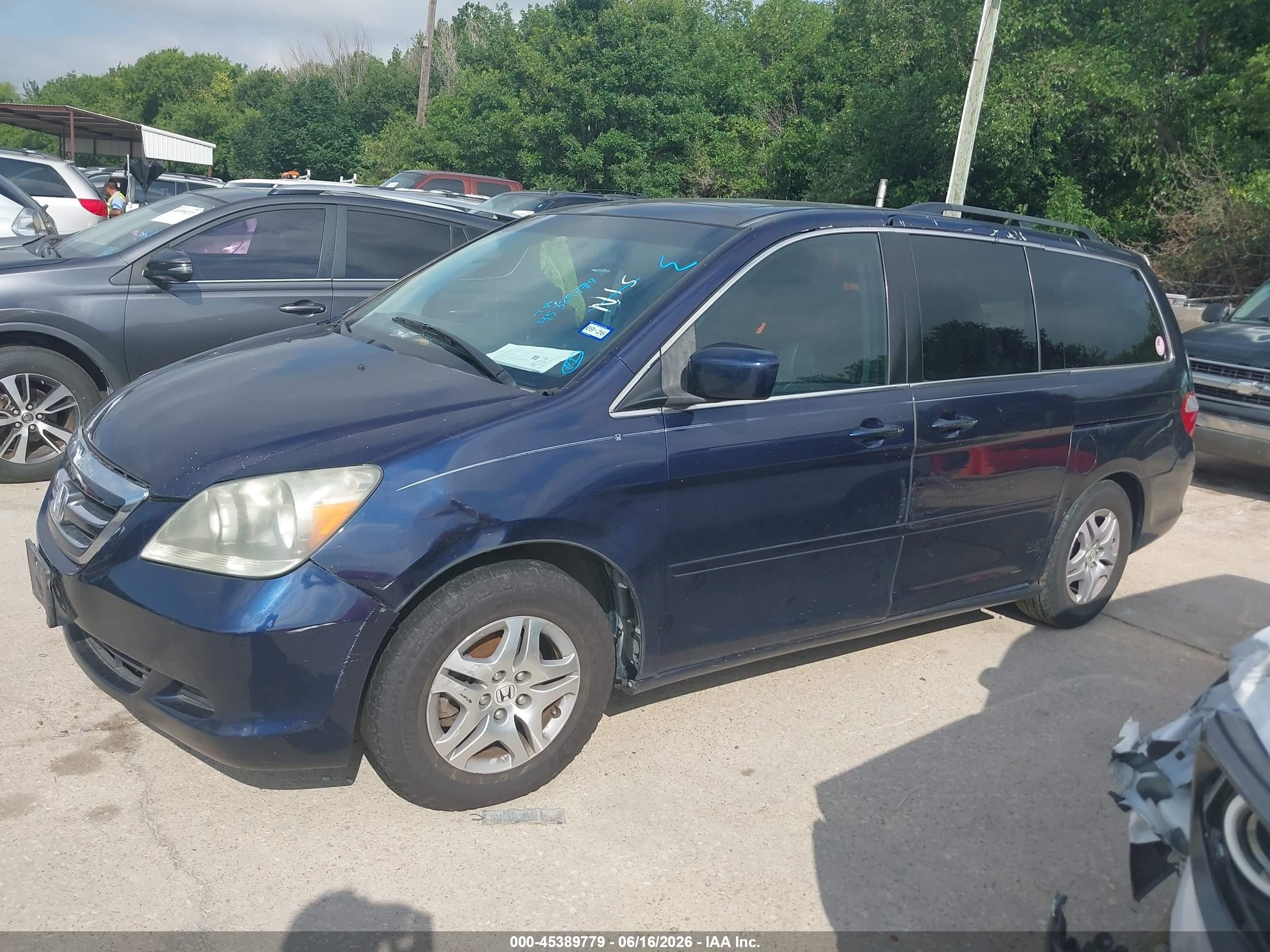 2007 Honda Odyssey Ex-l Blue vin: 5FNRL38767B080837
