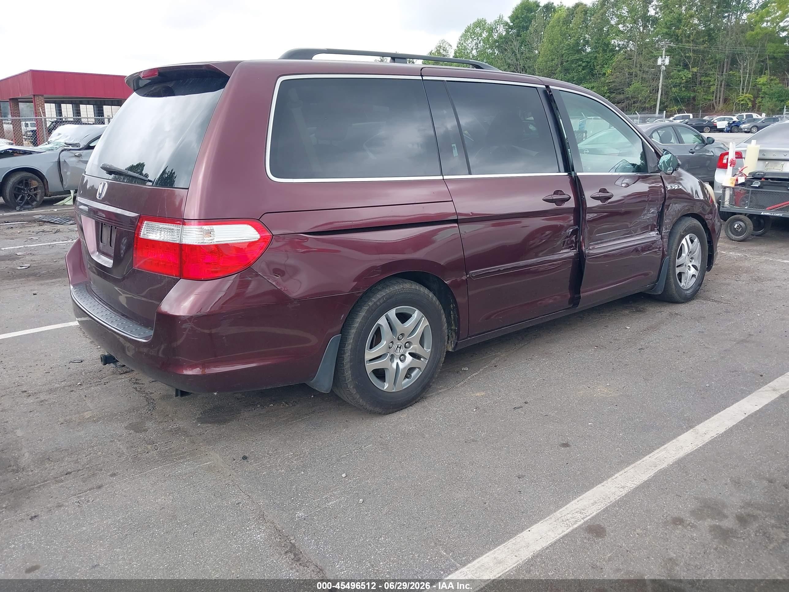 2007 Honda Odyssey Ex-l Темно-бордовый vin: 5FNRL38767B422450