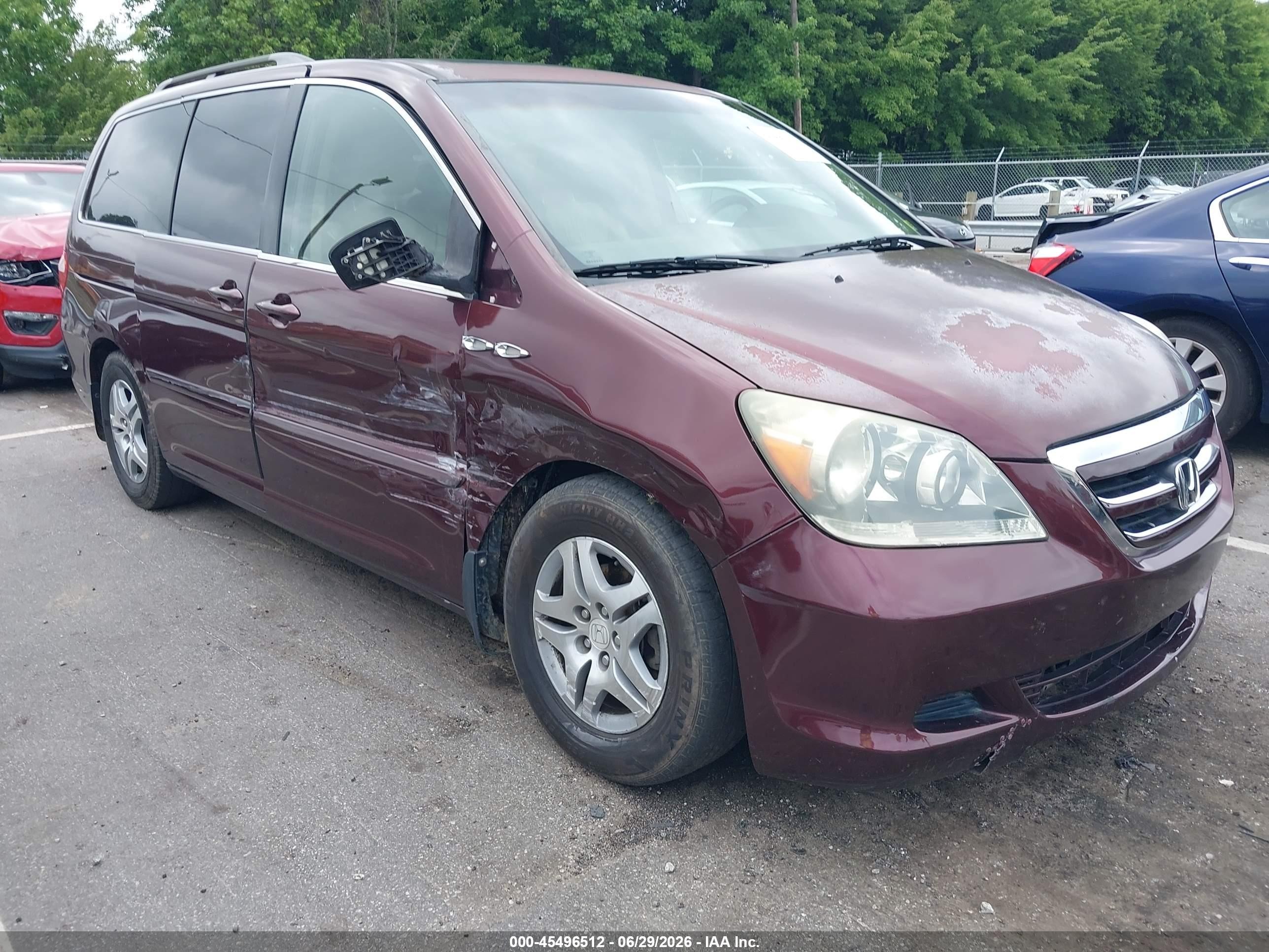 2007 Honda Odyssey Ex-l Темно-бордовый vin: 5FNRL38767B422450