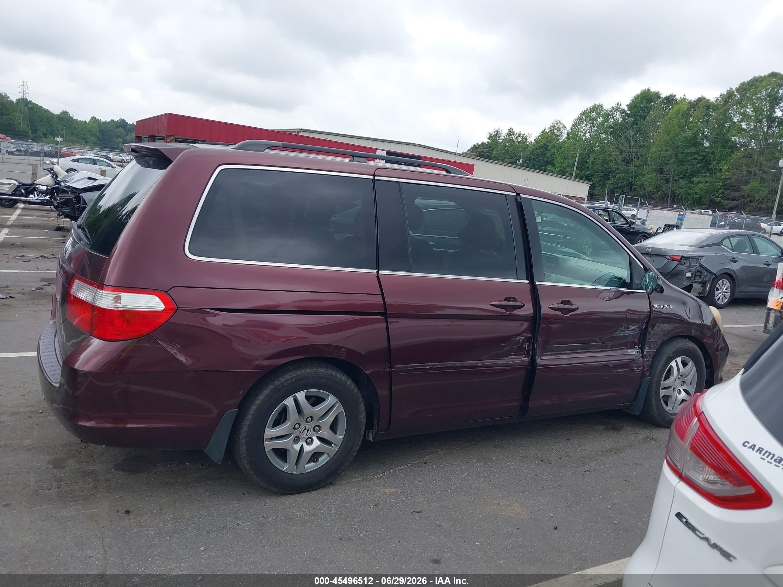 2007 Honda Odyssey Ex-l Темно-бордовый vin: 5FNRL38767B422450