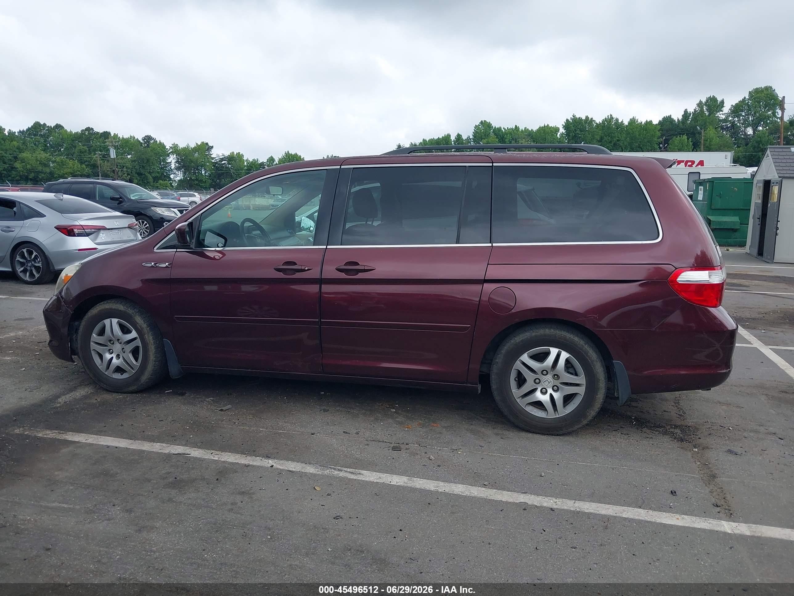 2007 Honda Odyssey Ex-l Темно-бордовый vin: 5FNRL38767B422450