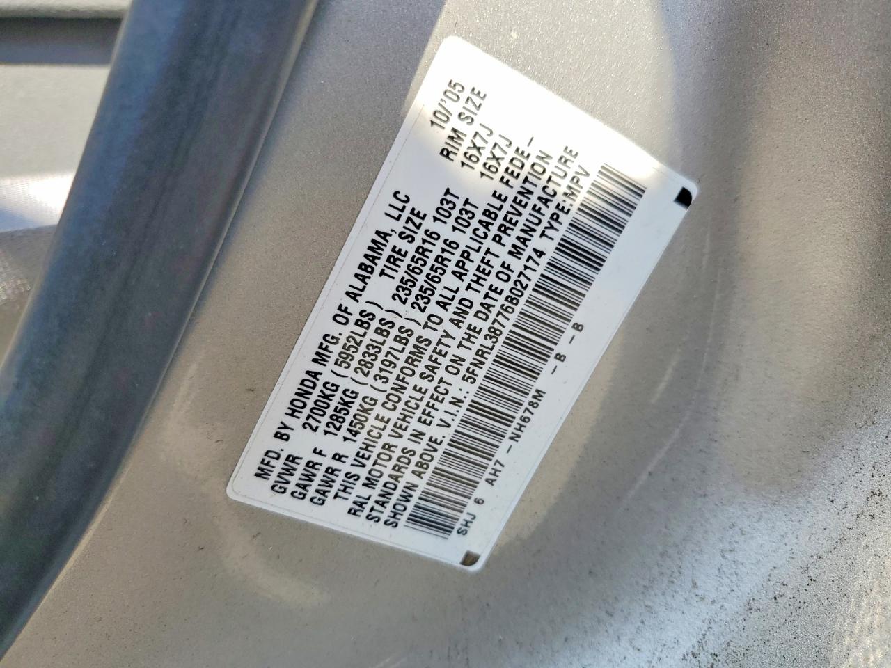 2006 Honda Odyssey Exl Gray vin: 5FNRL38776B027174