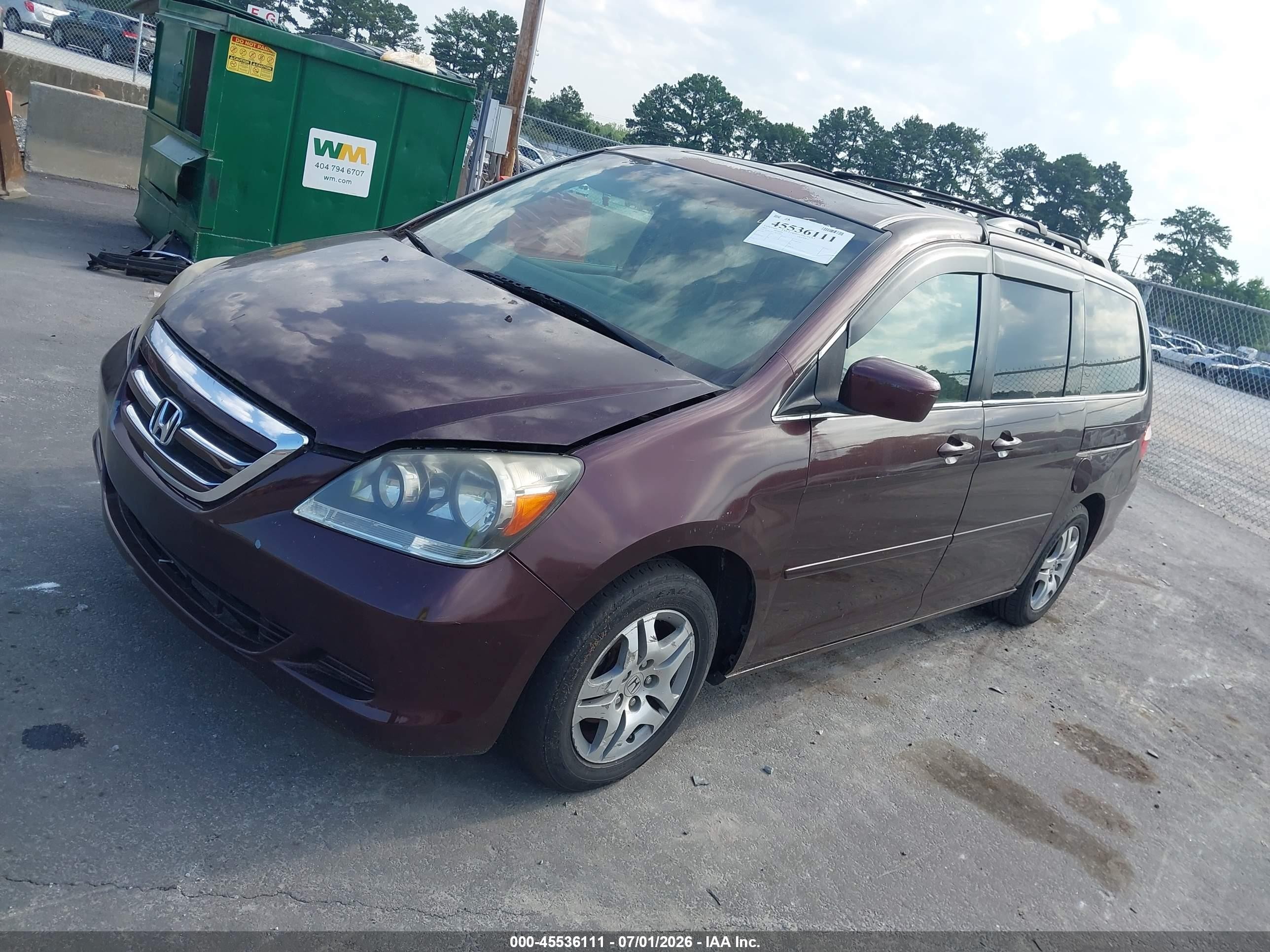 2007 Honda Odyssey Ex-l Burgundy vin: 5FNRL38777B412350