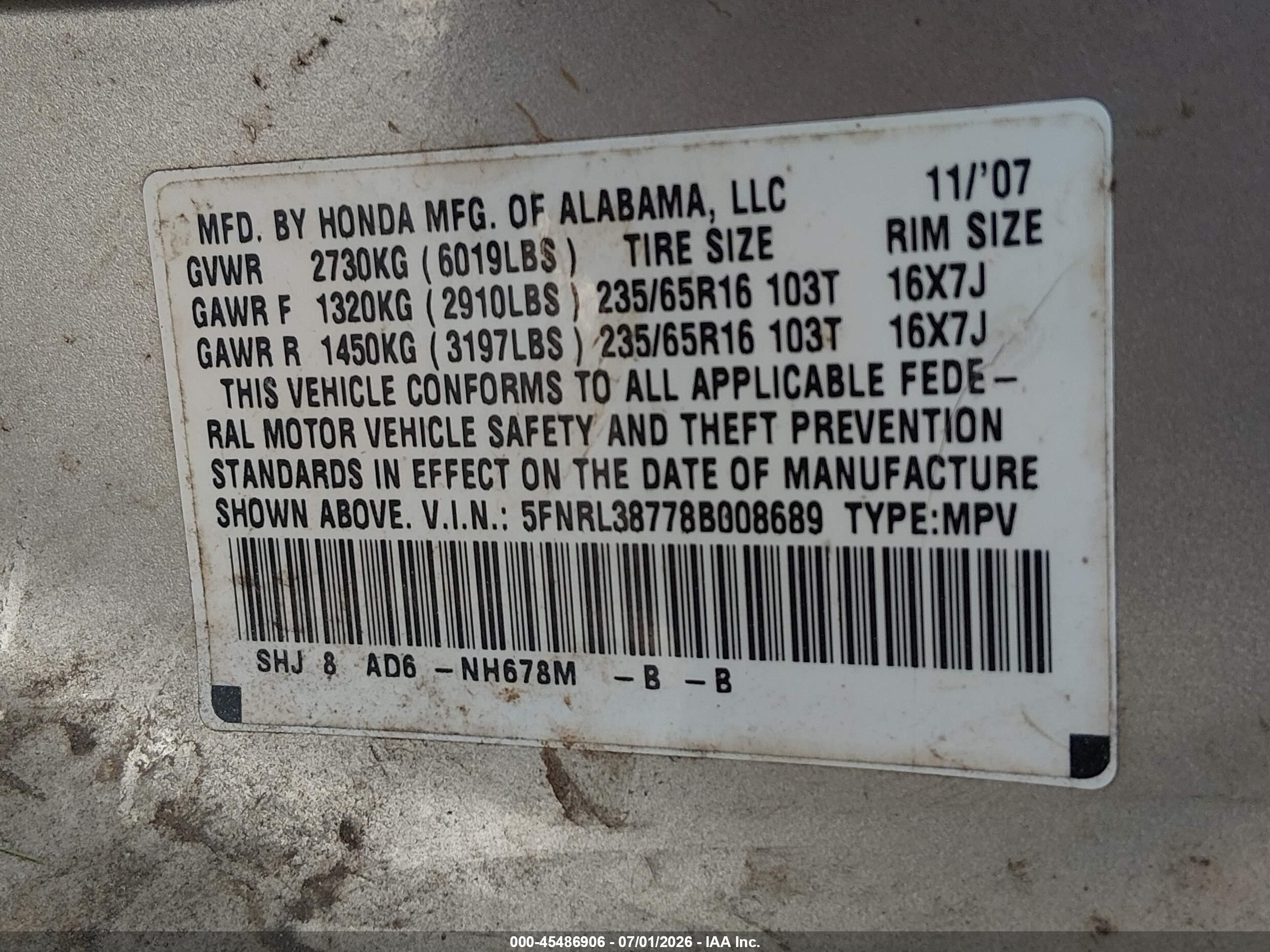 2008 Honda Odyssey Ex-l Серебряный vin: 5FNRL38778B008689