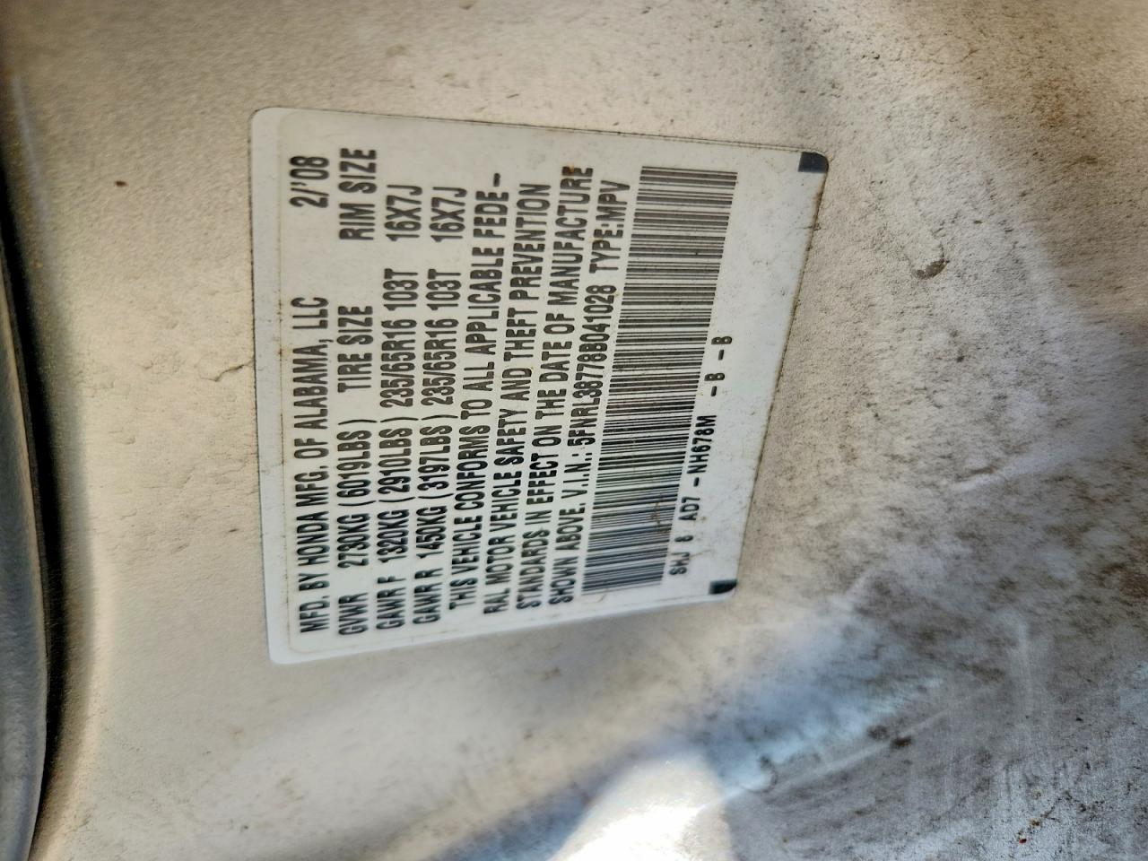 2008 Honda Odyssey Exl Silver vin: 5FNRL38778B041028