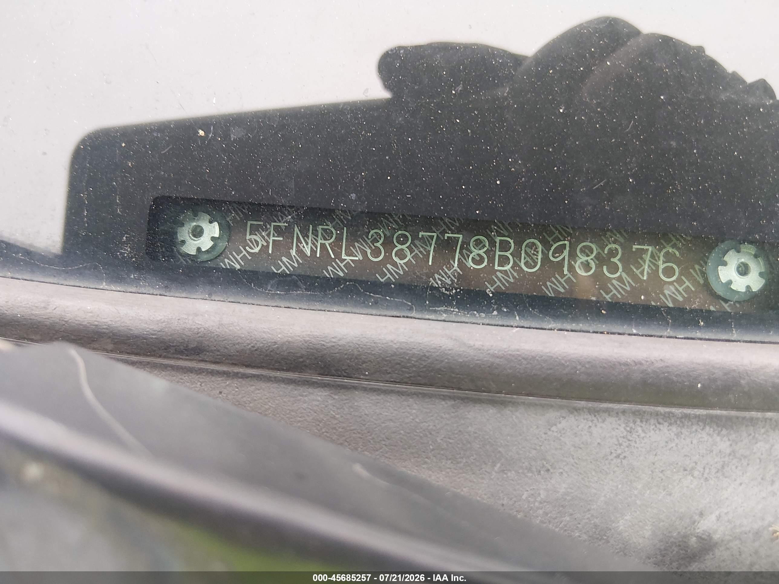 2008 Honda Odyssey Ex-l Blue vin: 5FNRL38778B098376