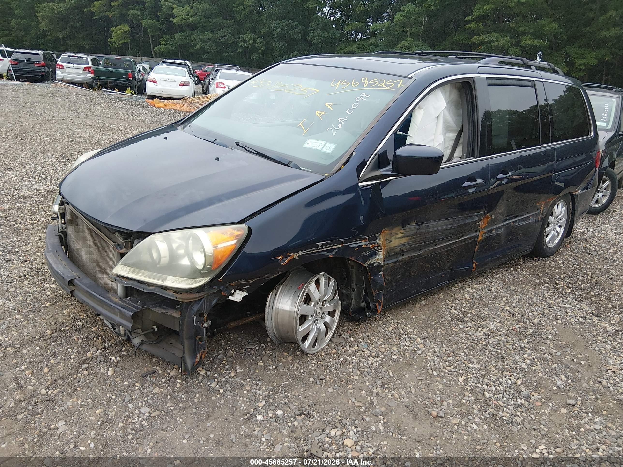 2008 Honda Odyssey Ex-l Blue vin: 5FNRL38778B098376