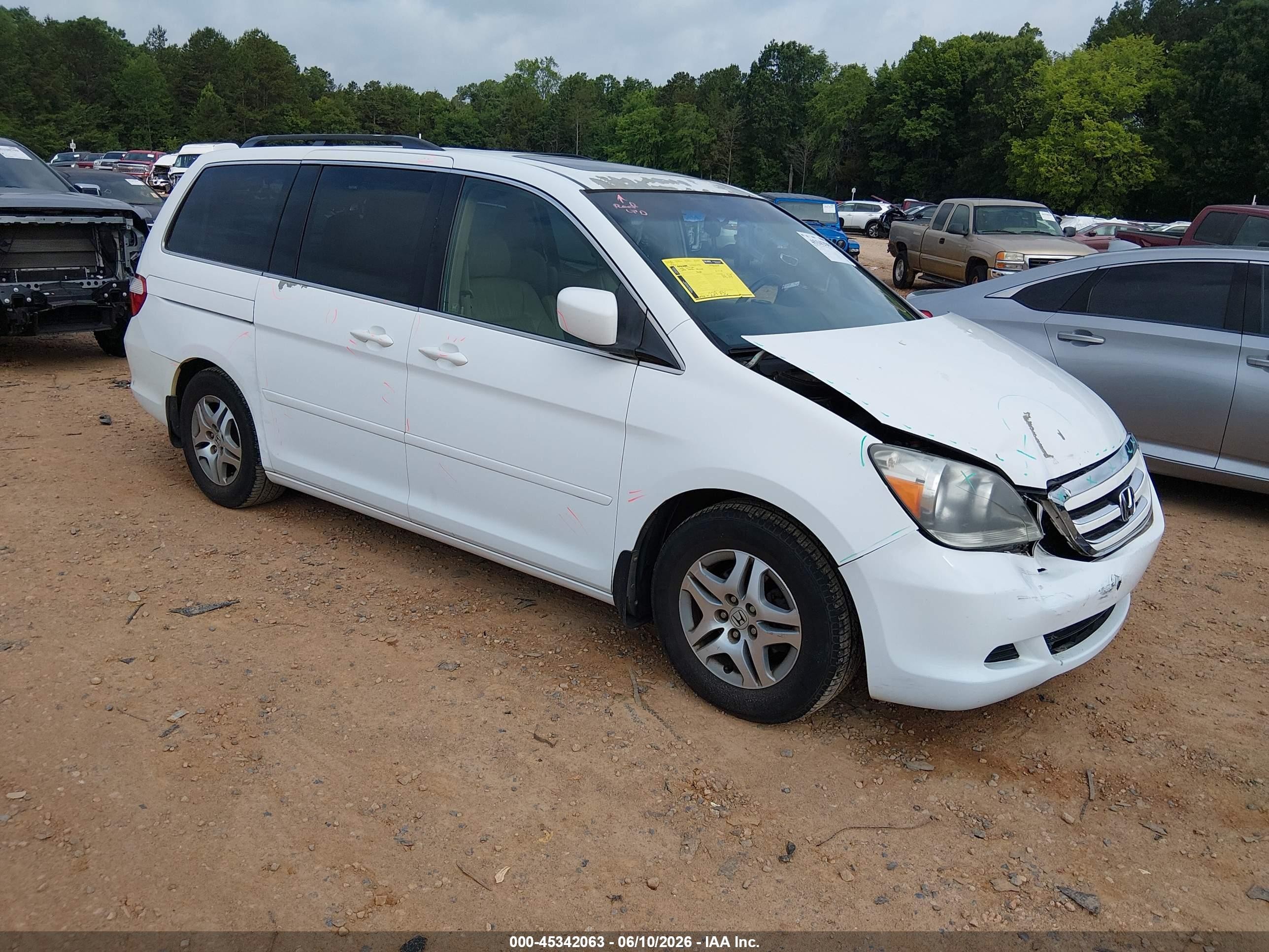 2006 Honda Odyssey Ex-l Белый vin: 5FNRL38786B462950