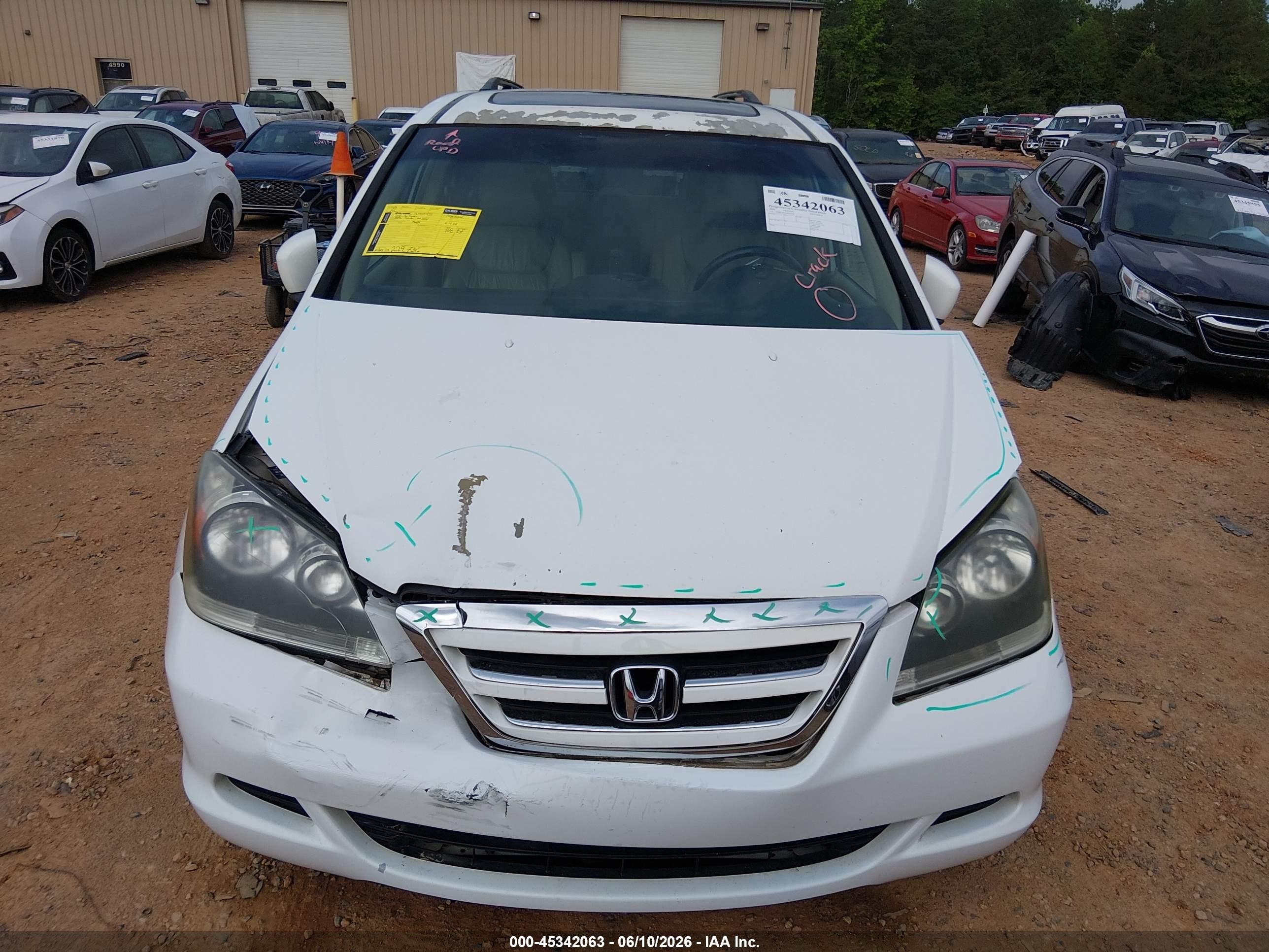 2006 Honda Odyssey Ex-l Белый vin: 5FNRL38786B462950