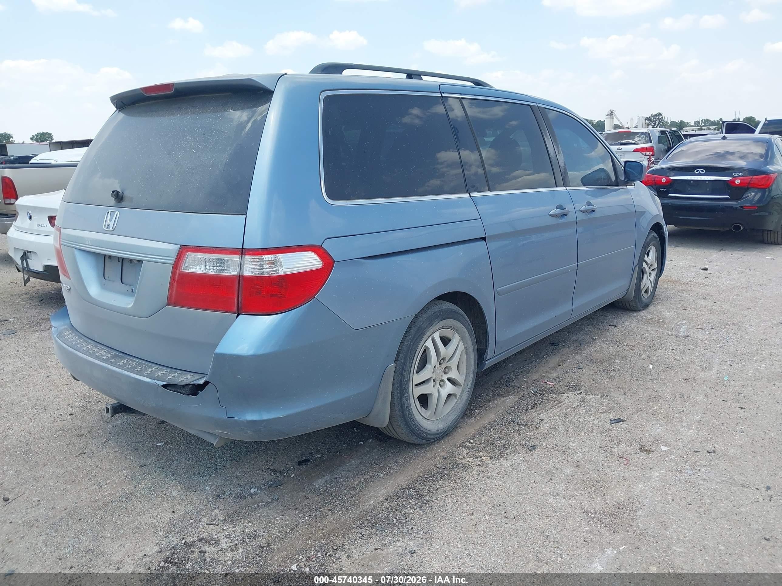 2007 Honda Odyssey Ex-l Light Blue vin: 5FNRL38787B101767