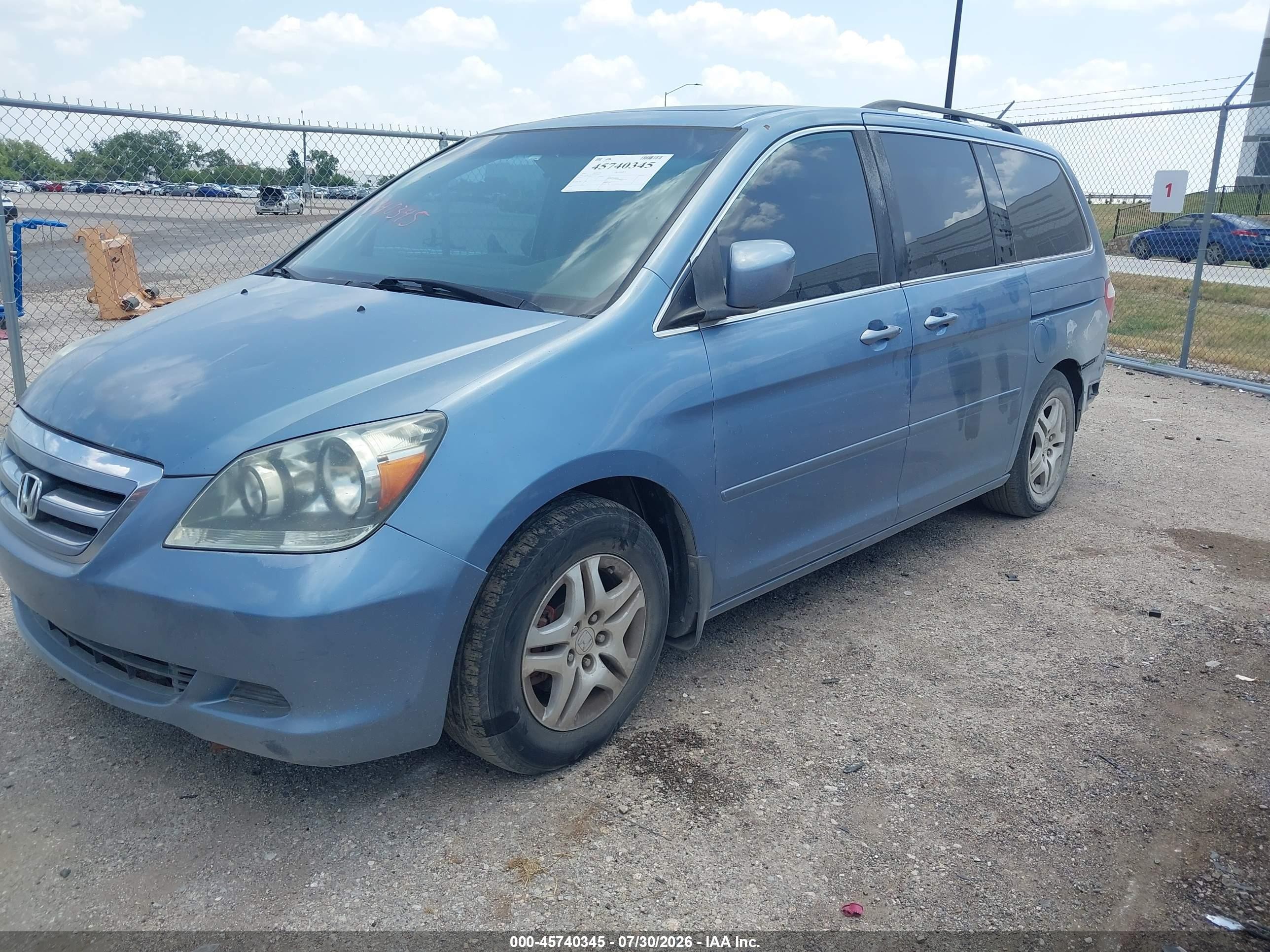 2007 Honda Odyssey Ex-l Light Blue vin: 5FNRL38787B101767