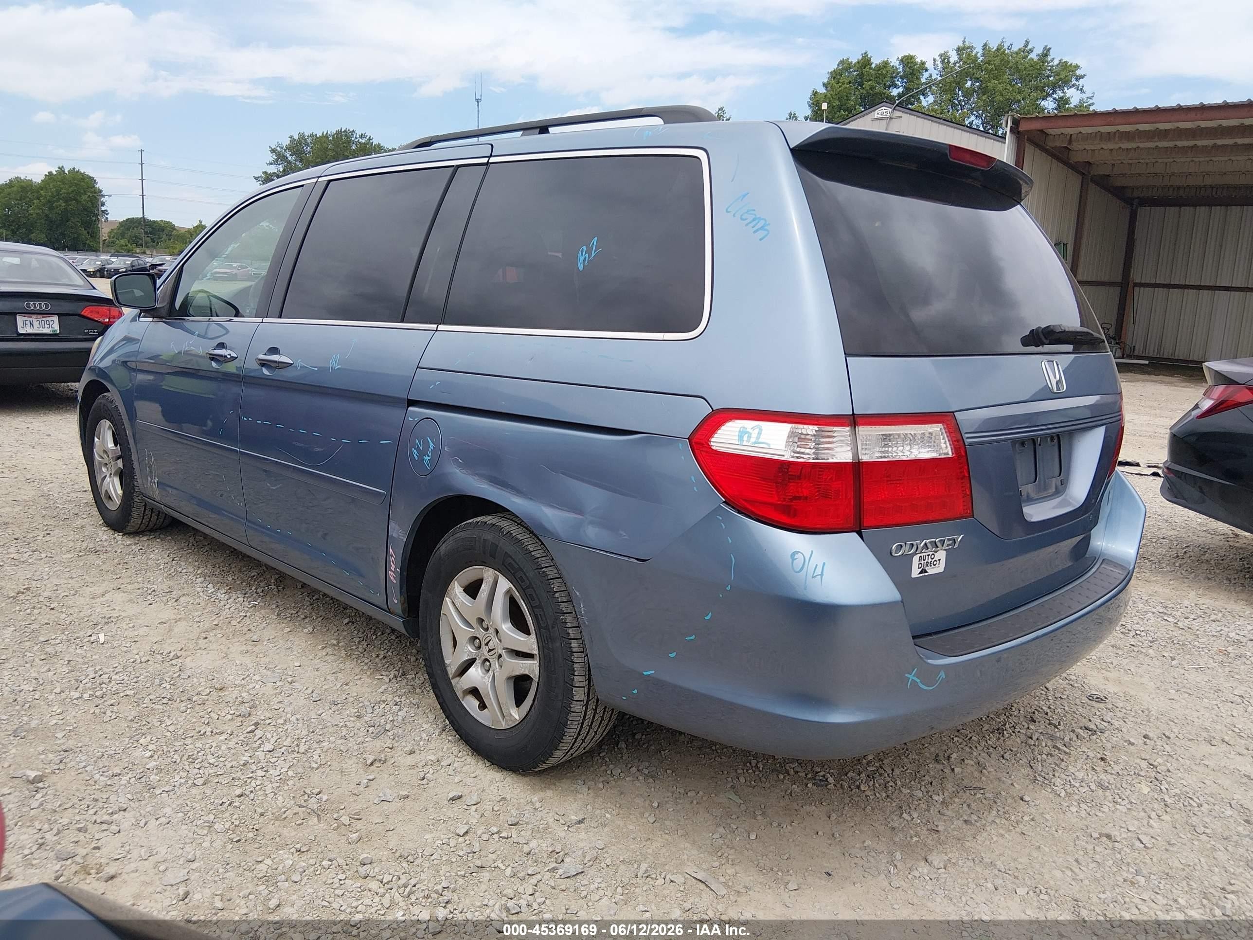 2007 Honda Odyssey Ex-l Light Blue vin: 5FNRL38787B133389