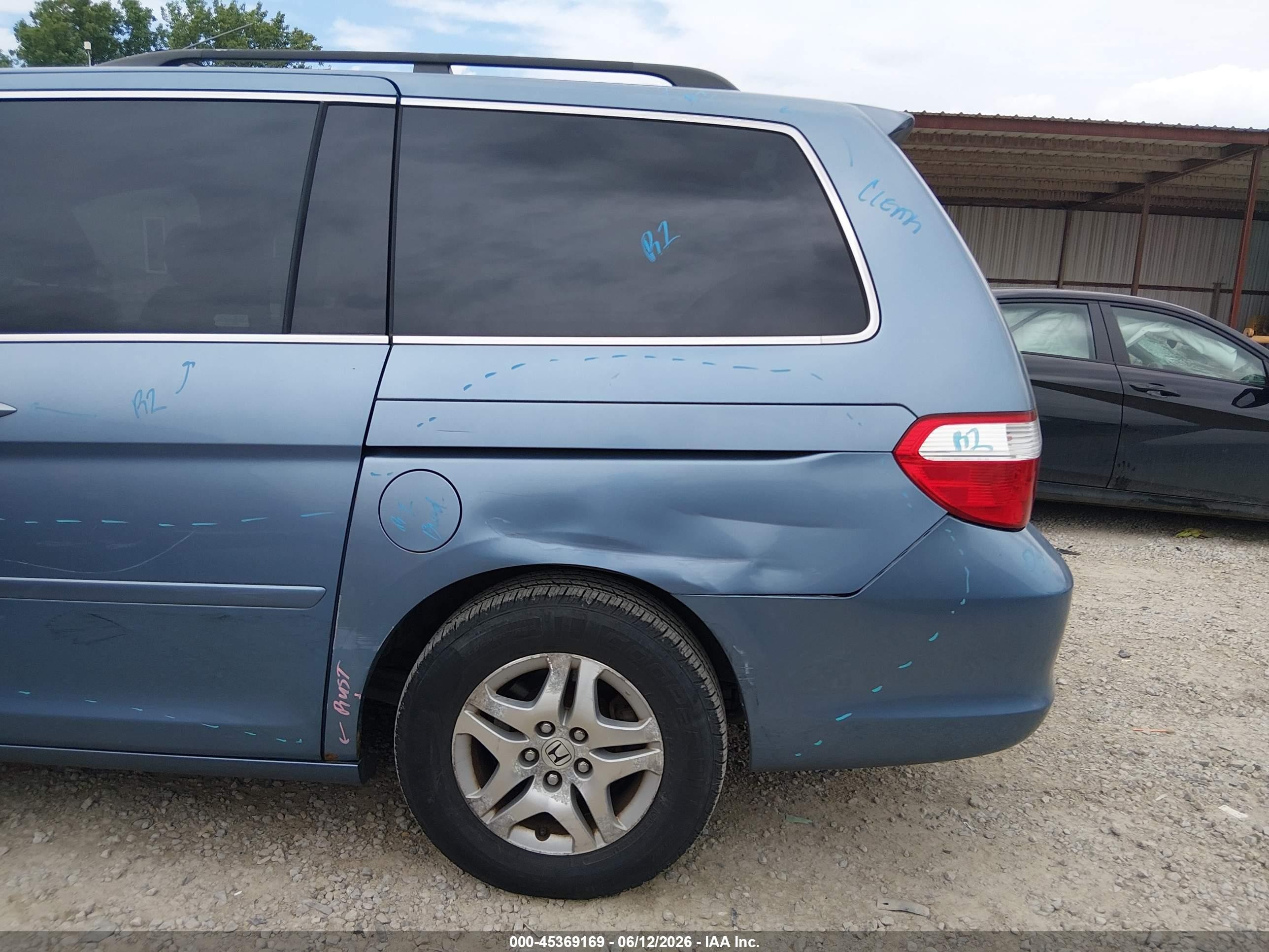 2007 Honda Odyssey Ex-l Light Blue vin: 5FNRL38787B133389