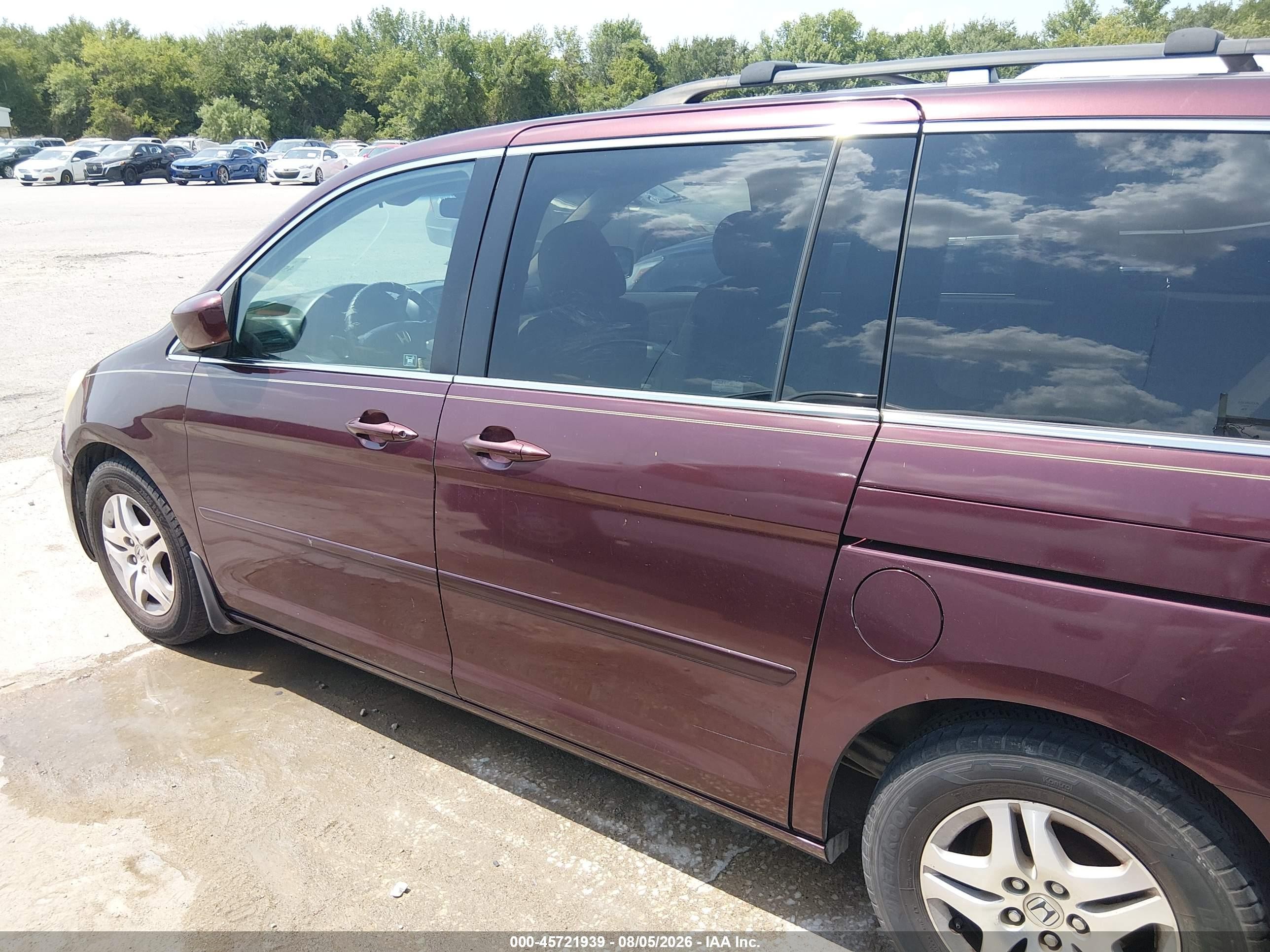 2007 Honda Odyssey Ex-l Burgundy vin: 5FNRL38787B140505
