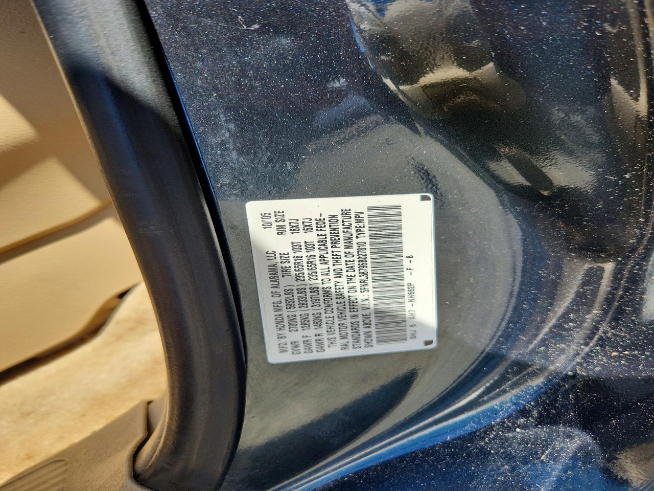 2006 Honda Odyssey Exl Gray vin: 5FNRL38796B027810