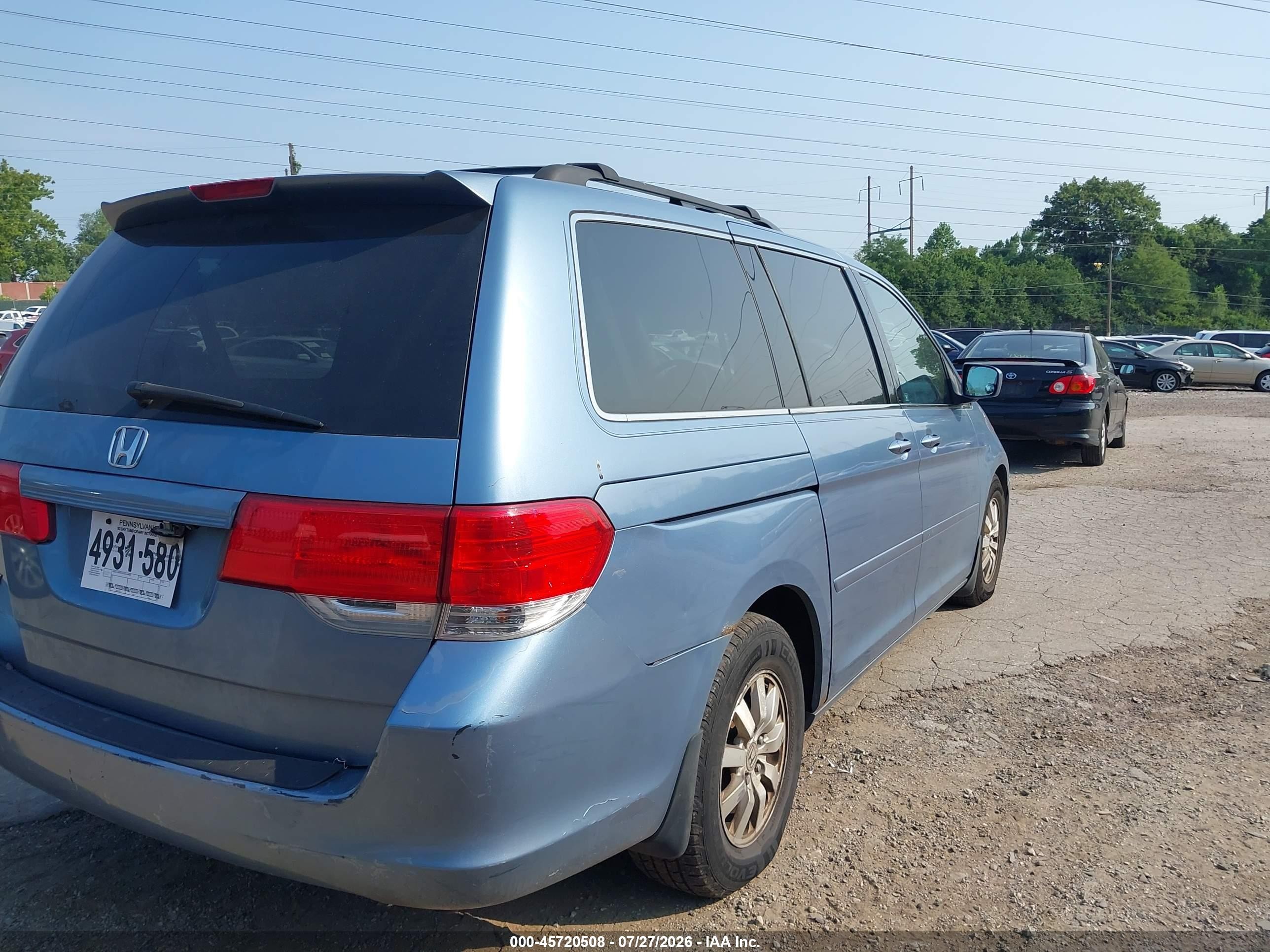 2008 Honda Odyssey Ex-l Blue vin: 5FNRL38798B029947