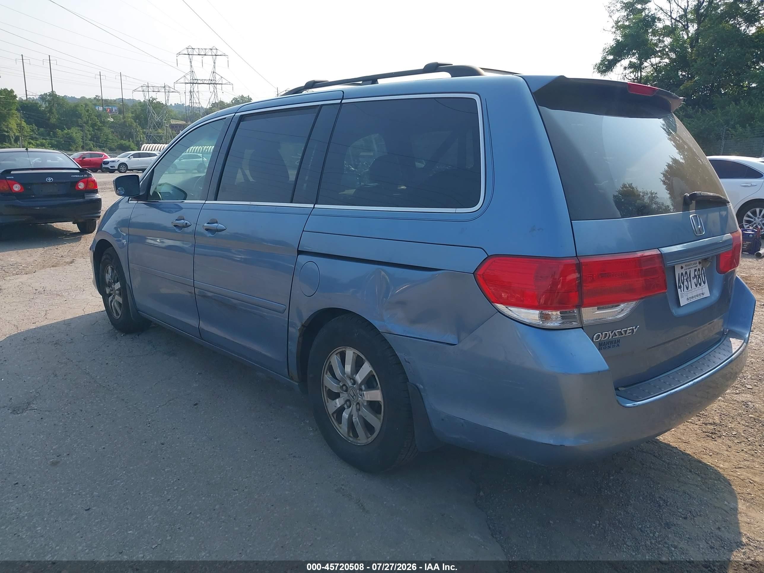 2008 Honda Odyssey Ex-l Blue vin: 5FNRL38798B029947