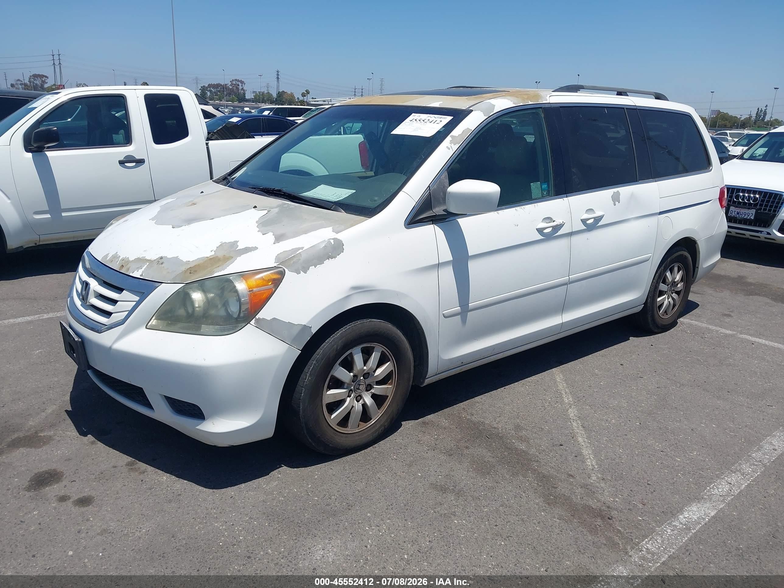 2008 Honda Odyssey Ex-l White vin: 5FNRL38798B056761