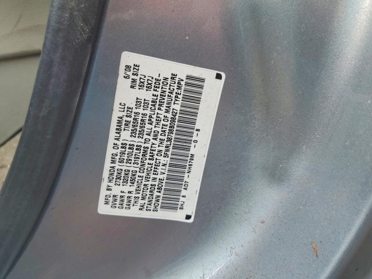 2008 Honda Odyssey Exl Серебряный vin: 5FNRL38798B098427