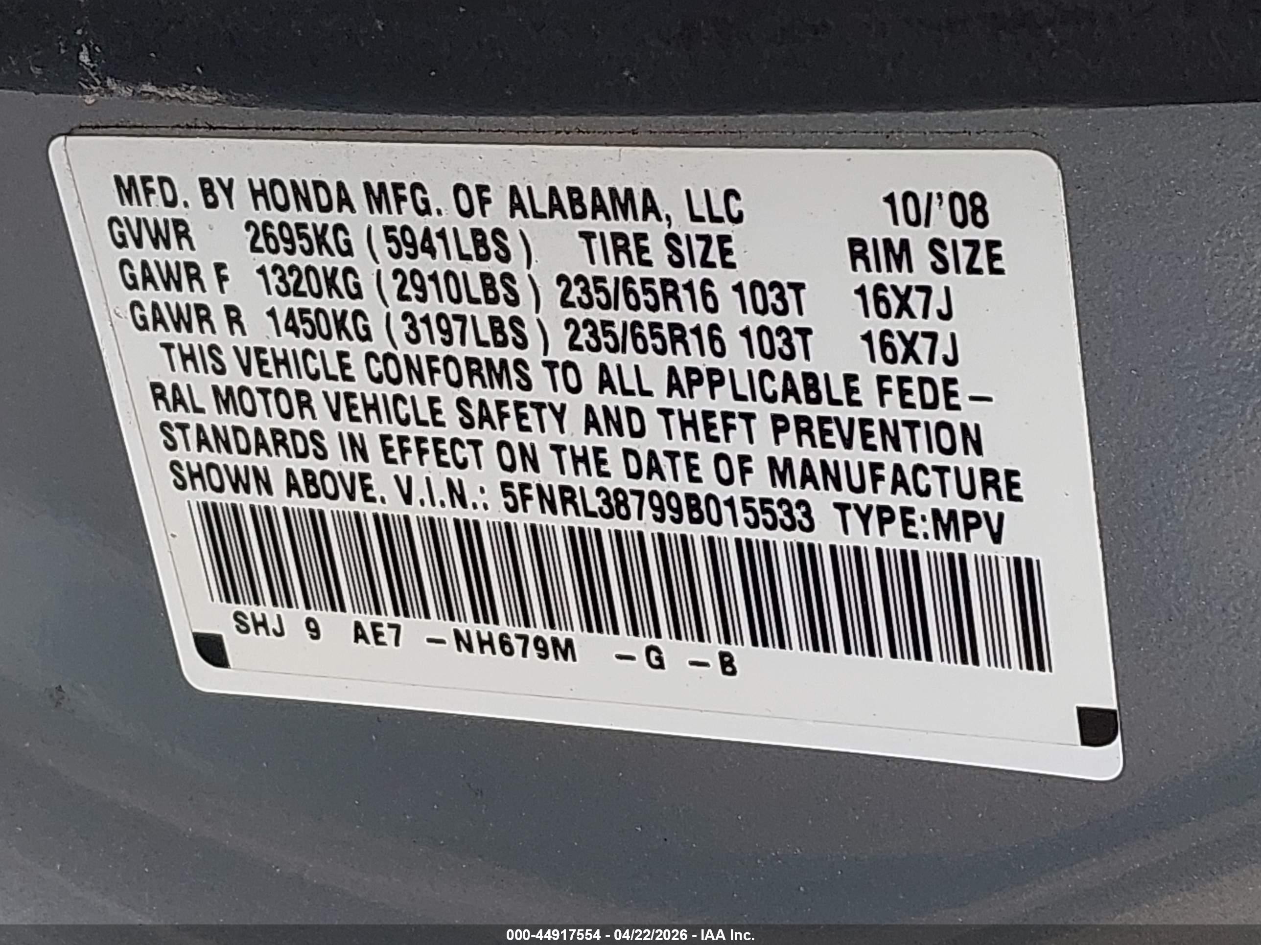 2009 Honda Odyssey Ex-l Серебряный vin: 5FNRL38799B015533
