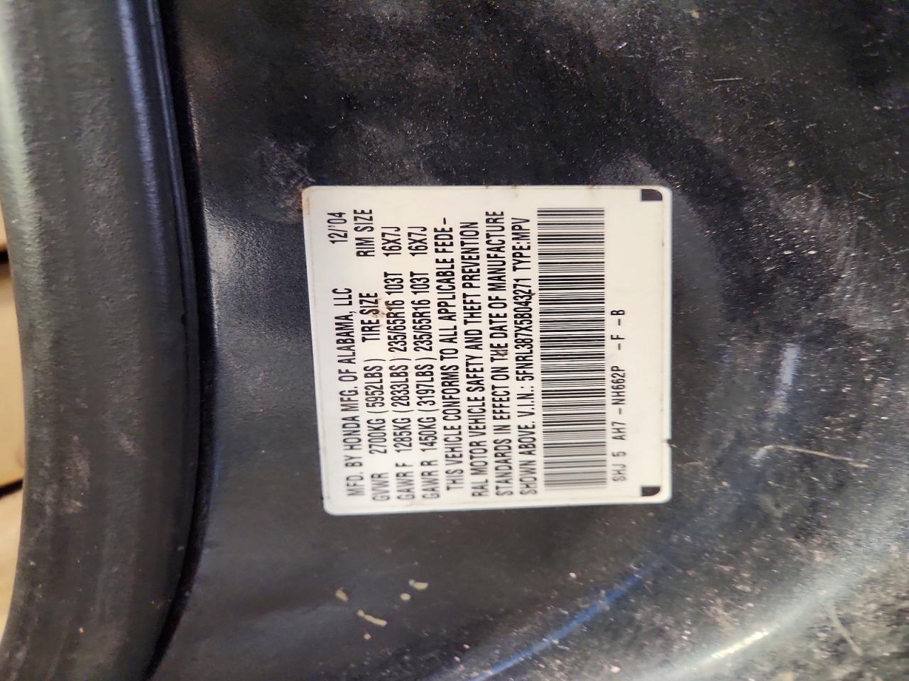 2005 Honda Odyssey Exl Gray vin: 5FNRL387X5B043271