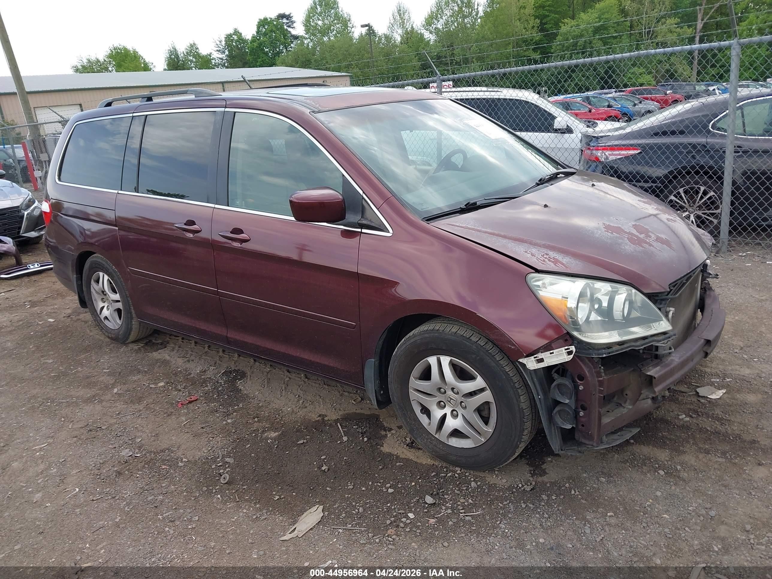 2007 Honda Odyssey Ex-l Темно-бордовый vin: 5FNRL387X7B445519