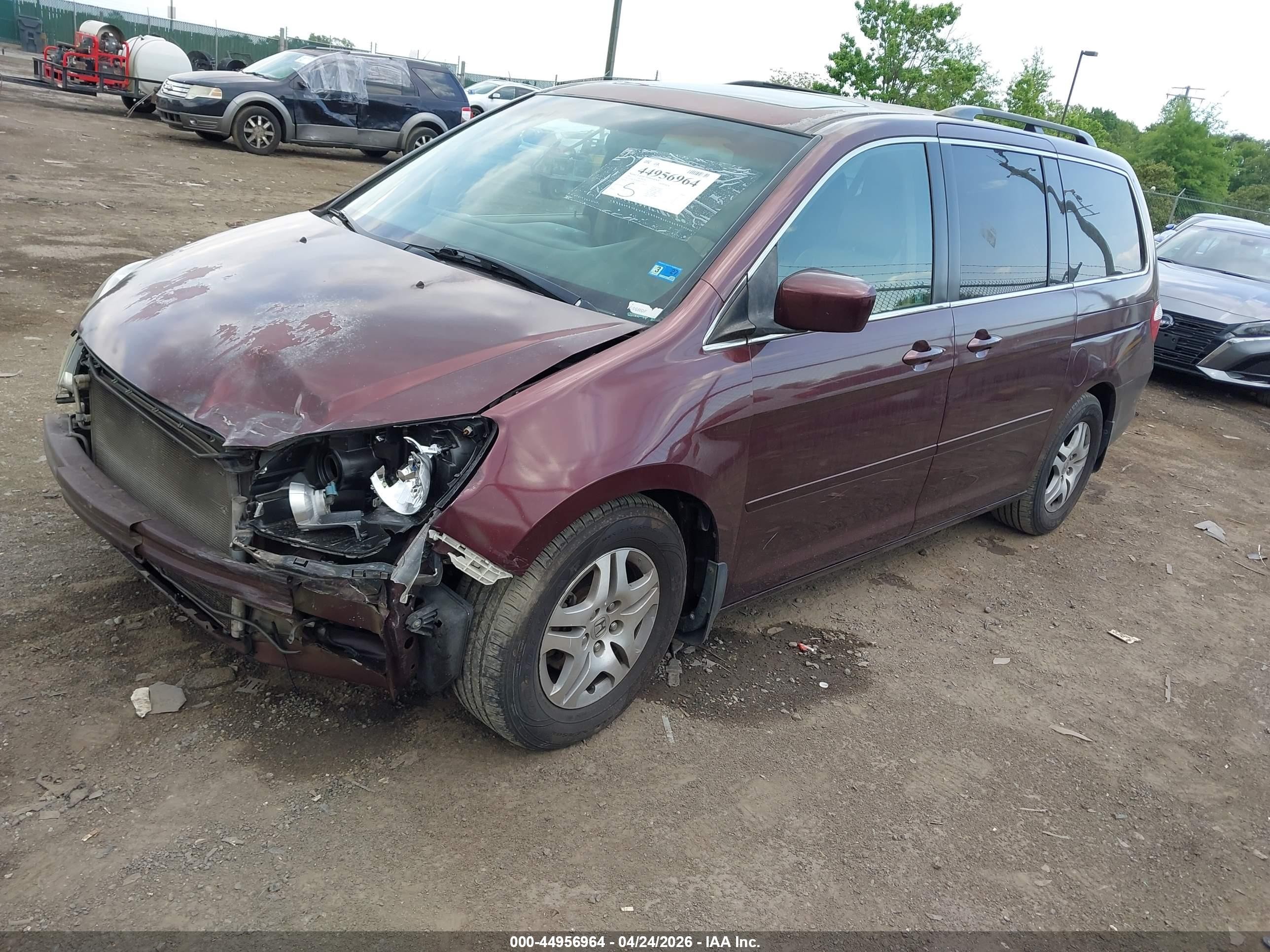 2007 Honda Odyssey Ex-l Темно-бордовый vin: 5FNRL387X7B445519