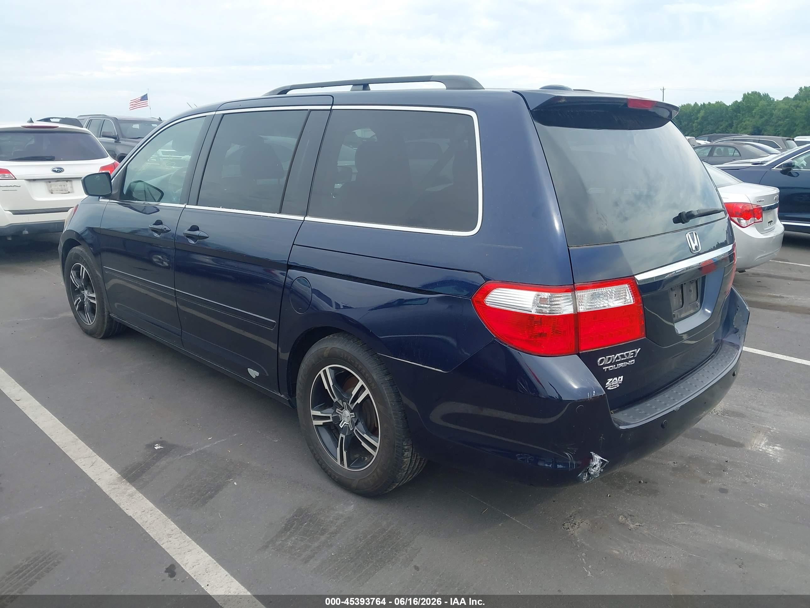 2007 Honda Odyssey Touring Blue vin: 5FNRL38807B123965