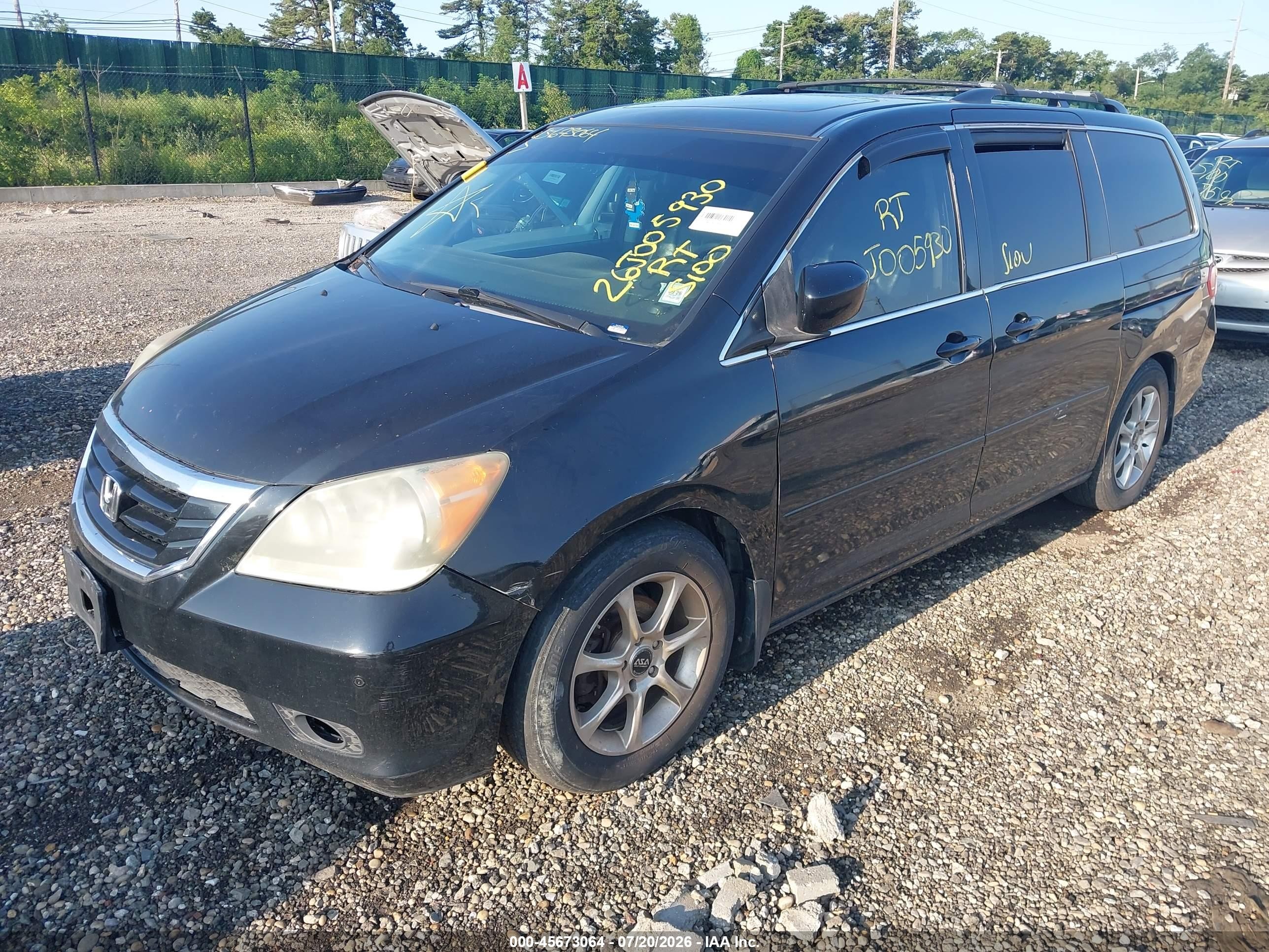 2008 Honda Odyssey Touring Black vin: 5FNRL38838B112198