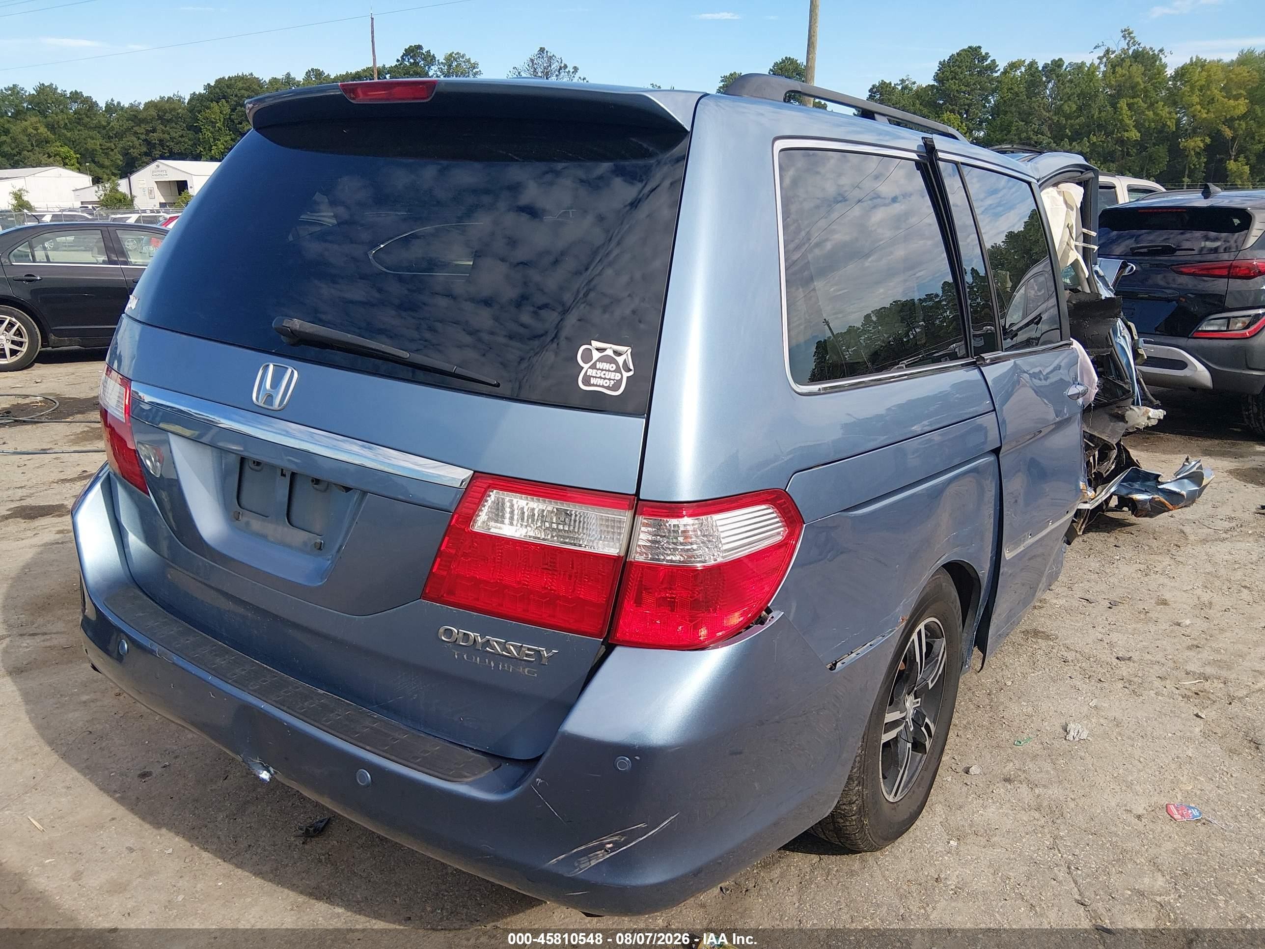 2005 Honda Odyssey Touring Light Blue vin: 5FNRL38845B120113