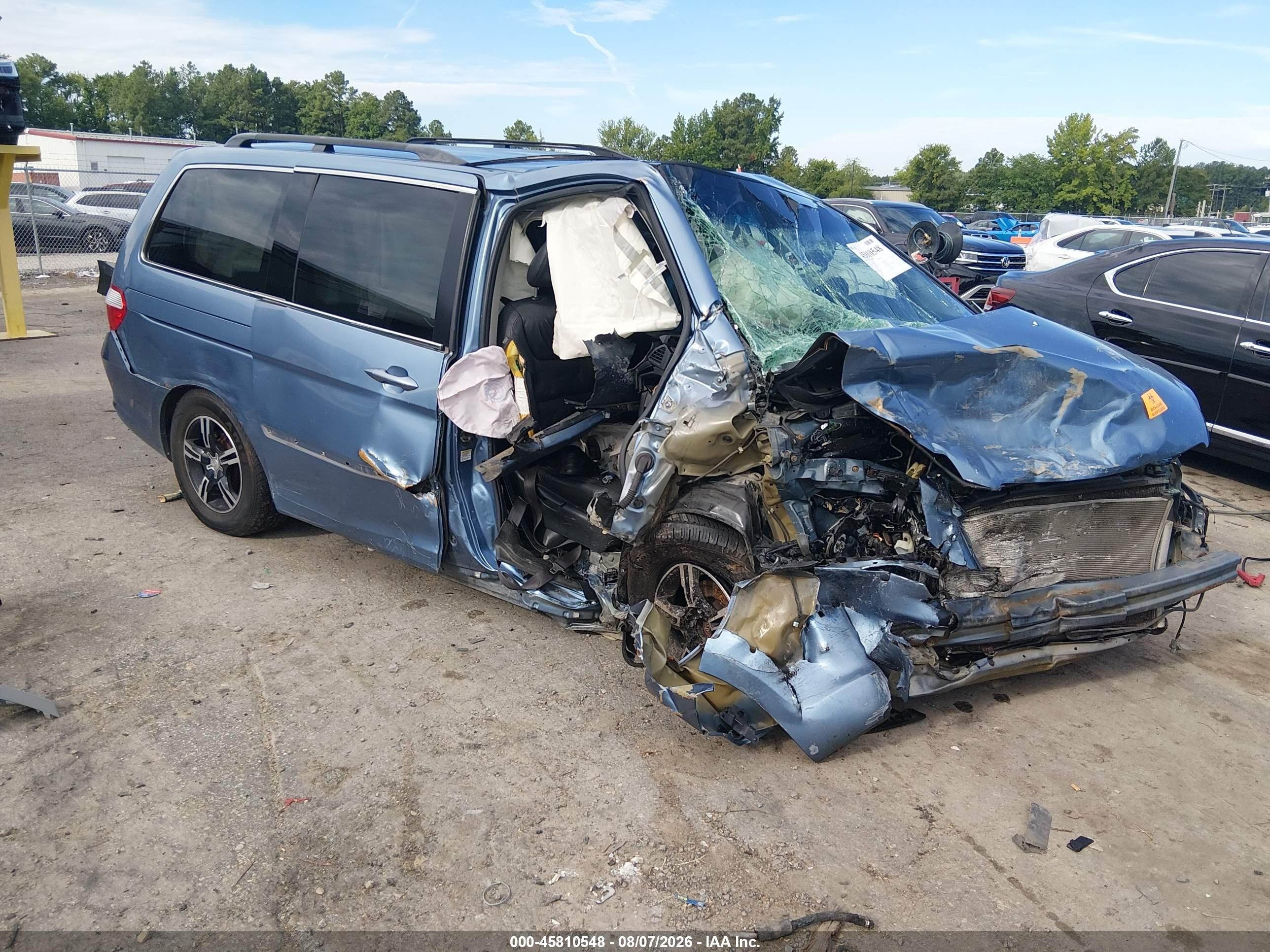 2005 Honda Odyssey Touring Light Blue vin: 5FNRL38845B120113