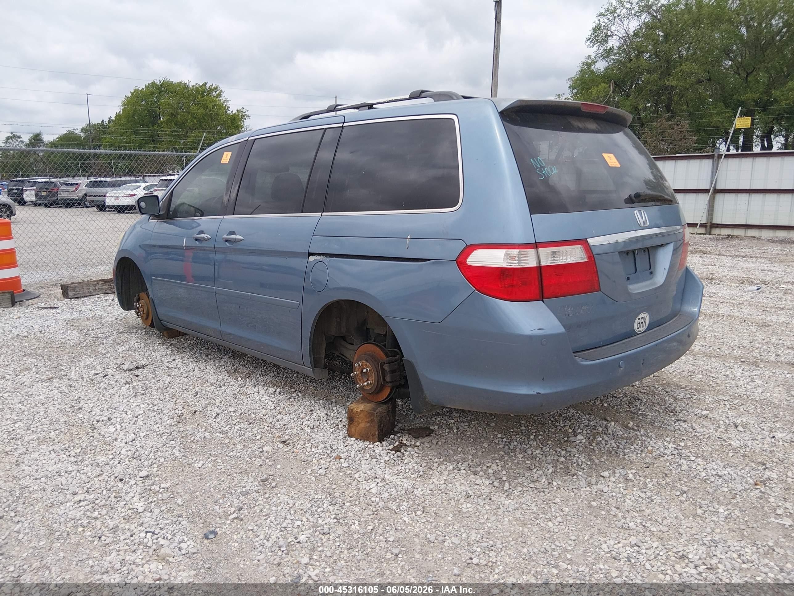 2006 Honda Odyssey Touring Blue vin: 5FNRL38856B122941