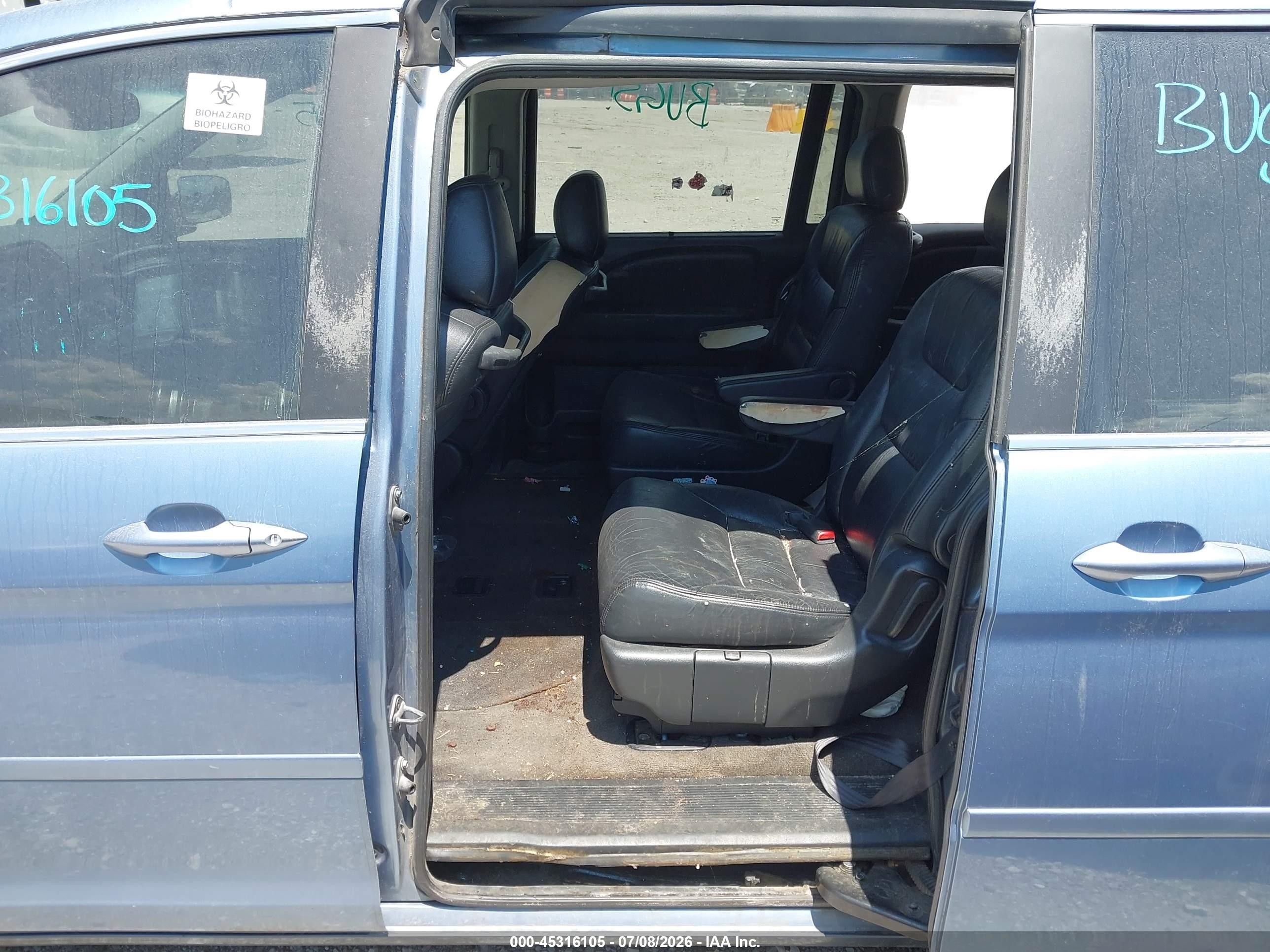 2006 Honda Odyssey Touring Blue vin: 5FNRL38856B122941