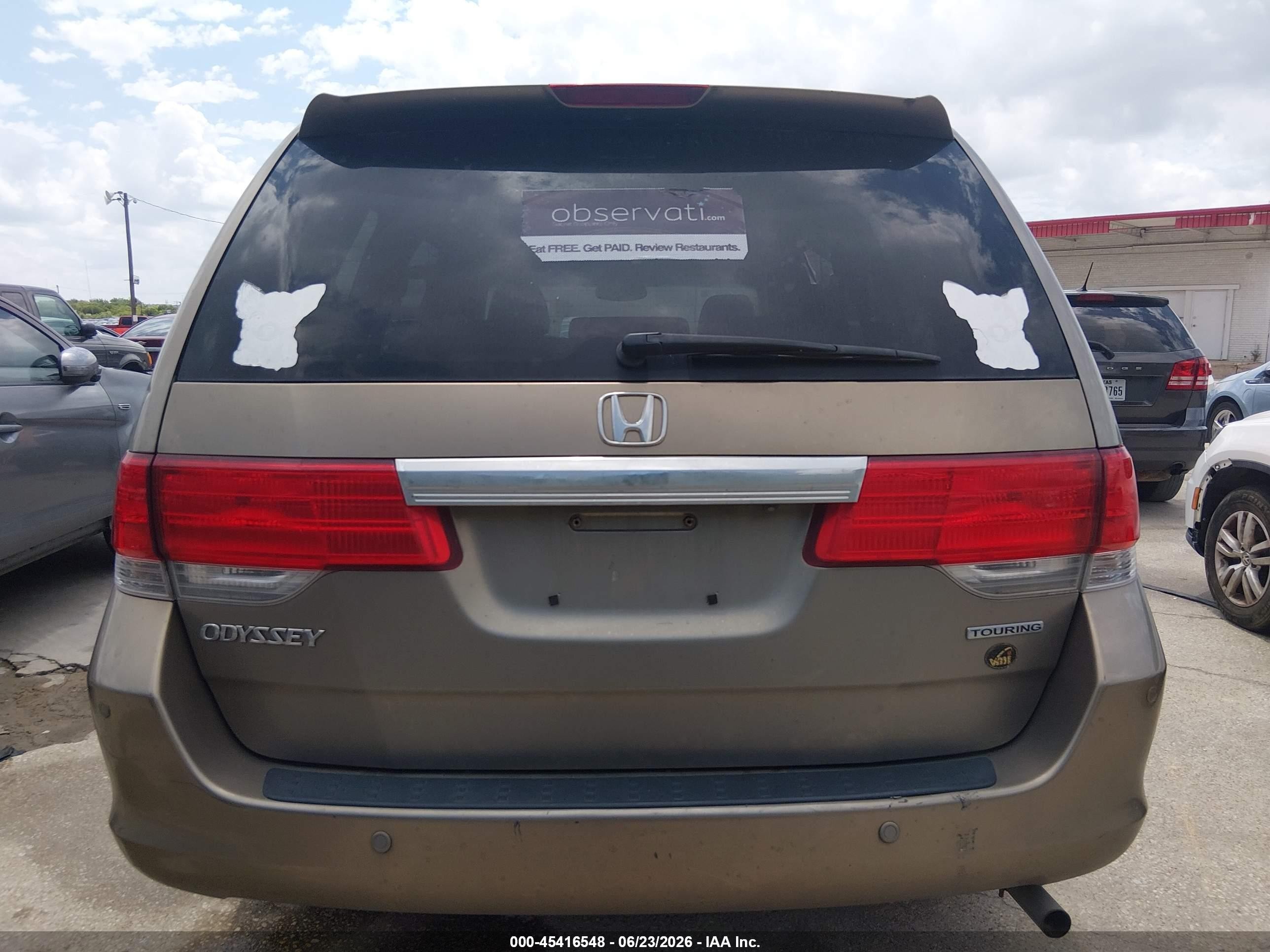 2009 Honda Odyssey Touring Beige vin: 5FNRL38959B052645