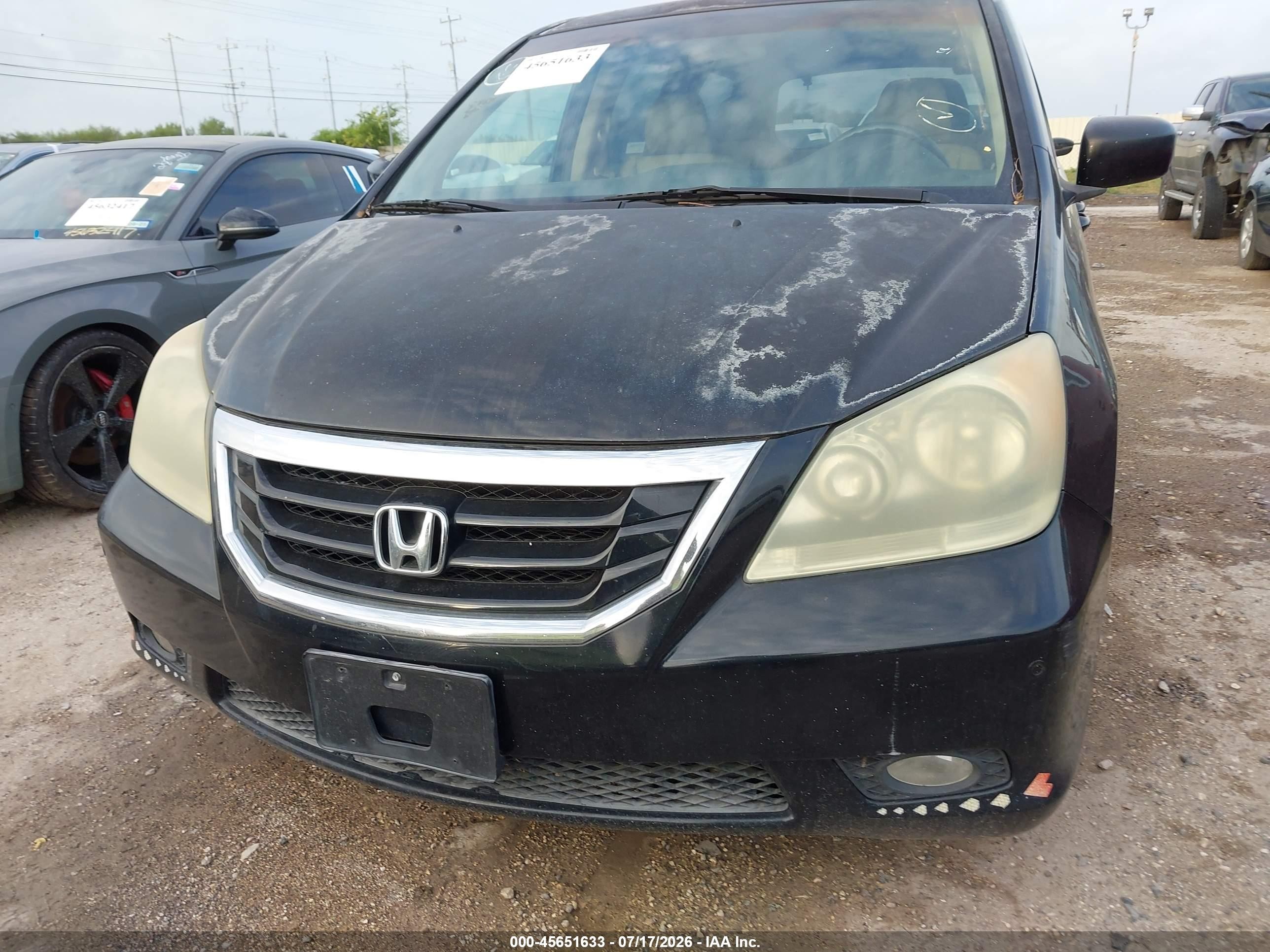 2008 Honda Odyssey Touring Black vin: 5FNRL38988B067204