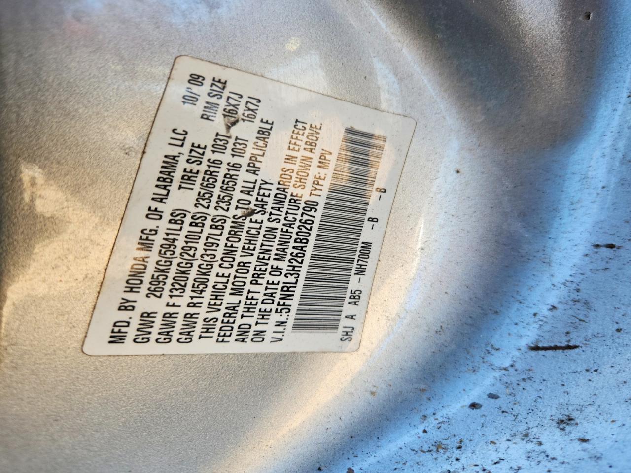 2010 Honda Odyssey Lx Silver vin: 5FNRL3H26AB026790