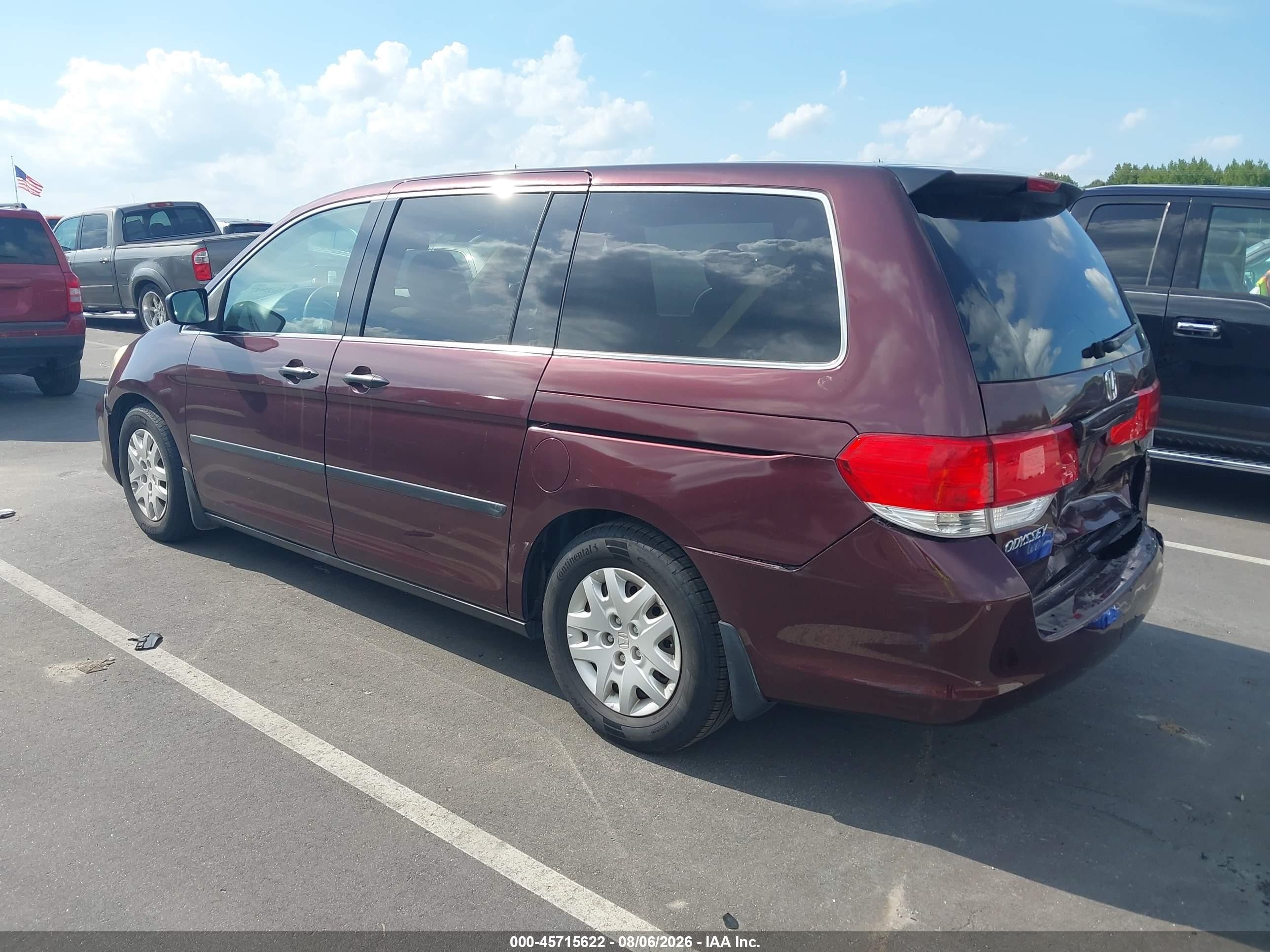 2010 Honda Odyssey Lx Burgundy vin: 5FNRL3H26AB112147