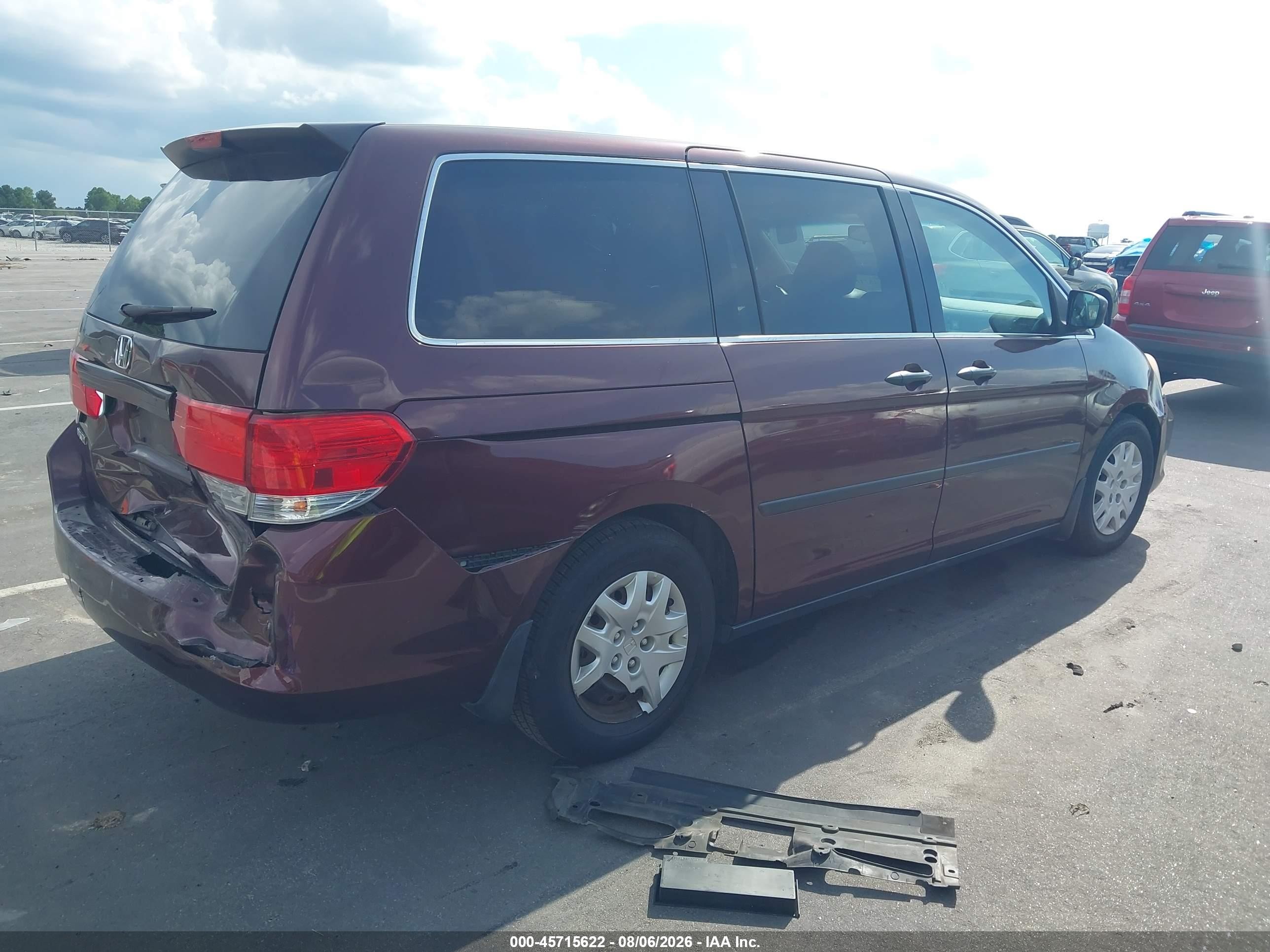 2010 Honda Odyssey Lx Burgundy vin: 5FNRL3H26AB112147
