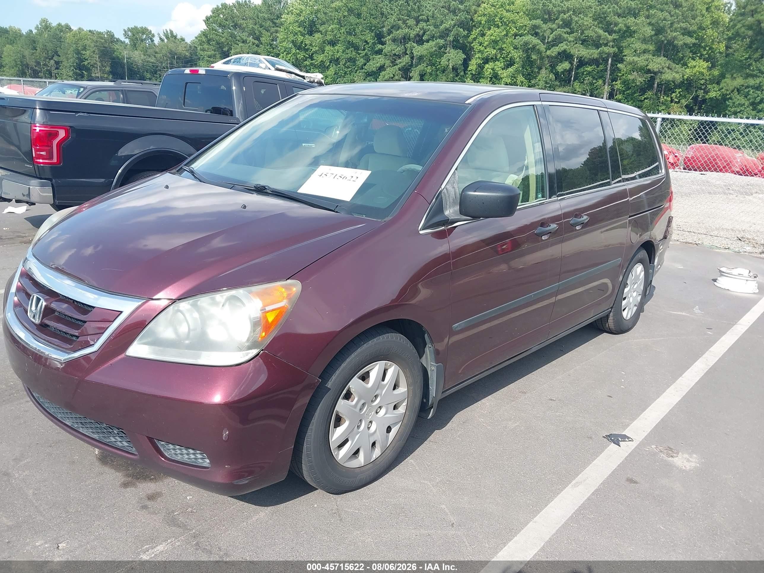 2010 Honda Odyssey Lx Burgundy vin: 5FNRL3H26AB112147