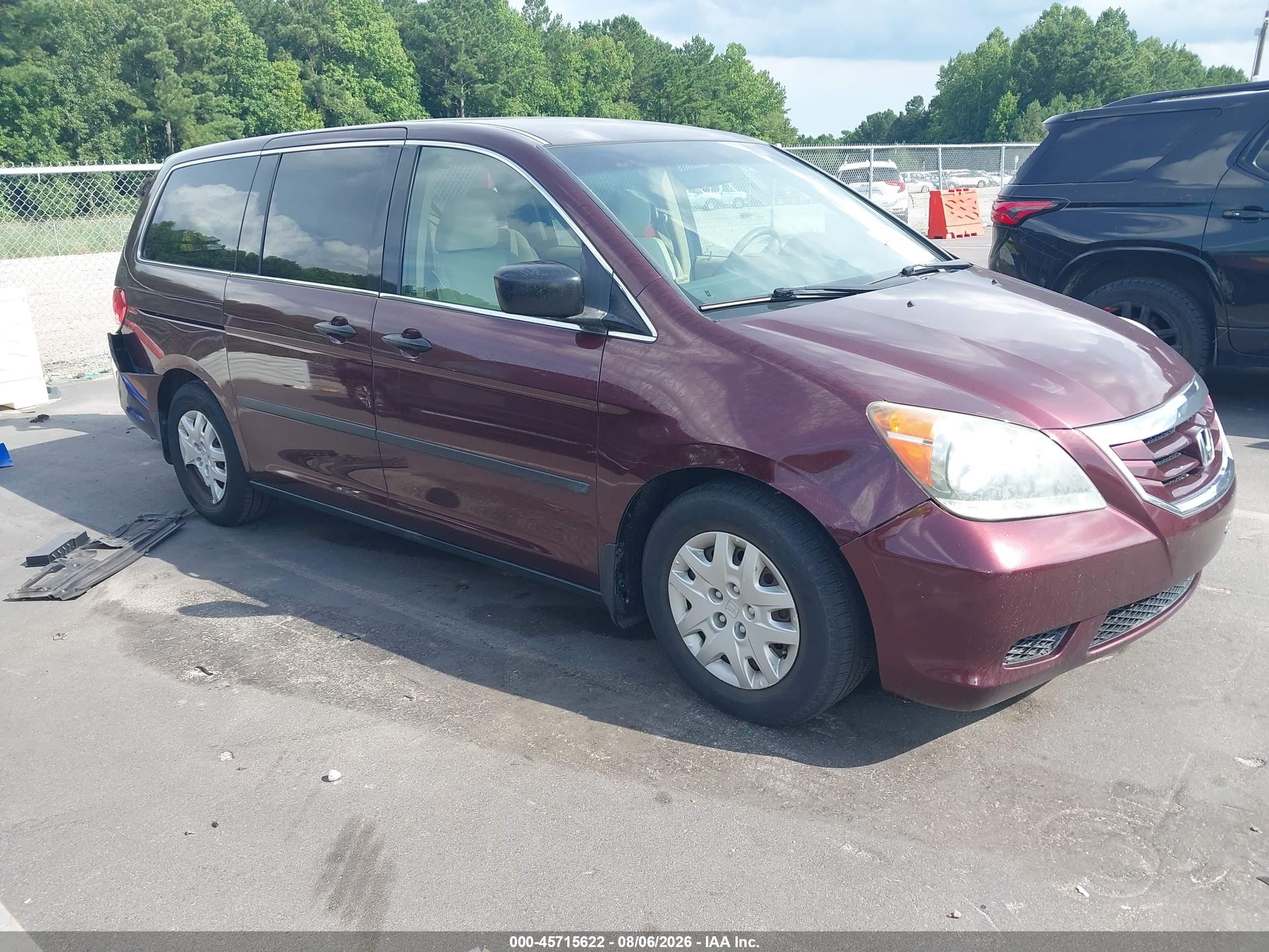 2010 Honda Odyssey Lx Burgundy vin: 5FNRL3H26AB112147